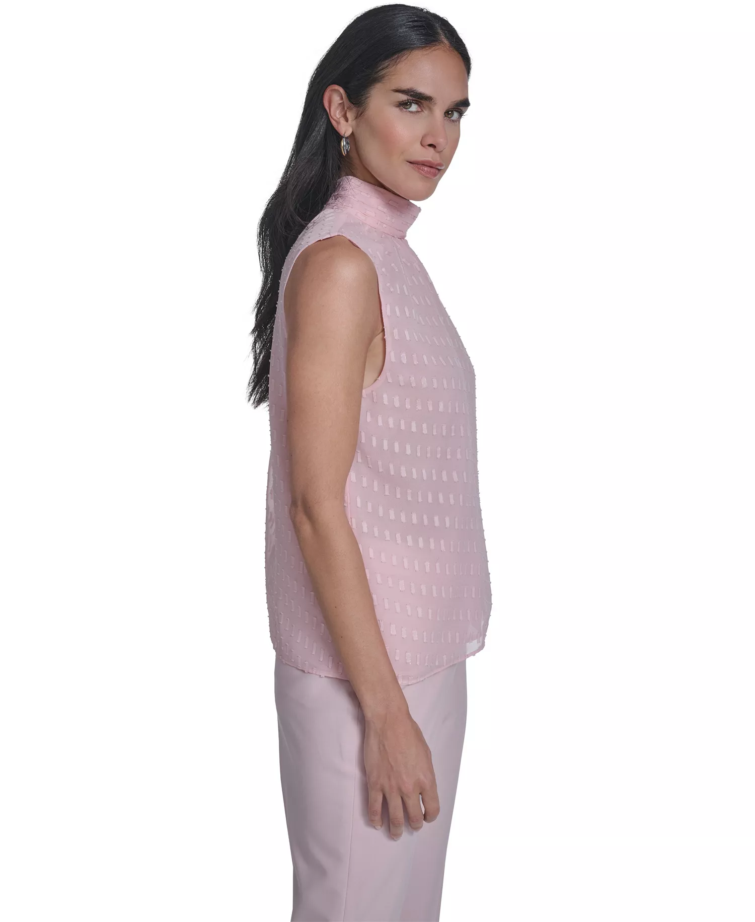 Women's Novelty Mock Neck Sleeveless Top - Petal - L