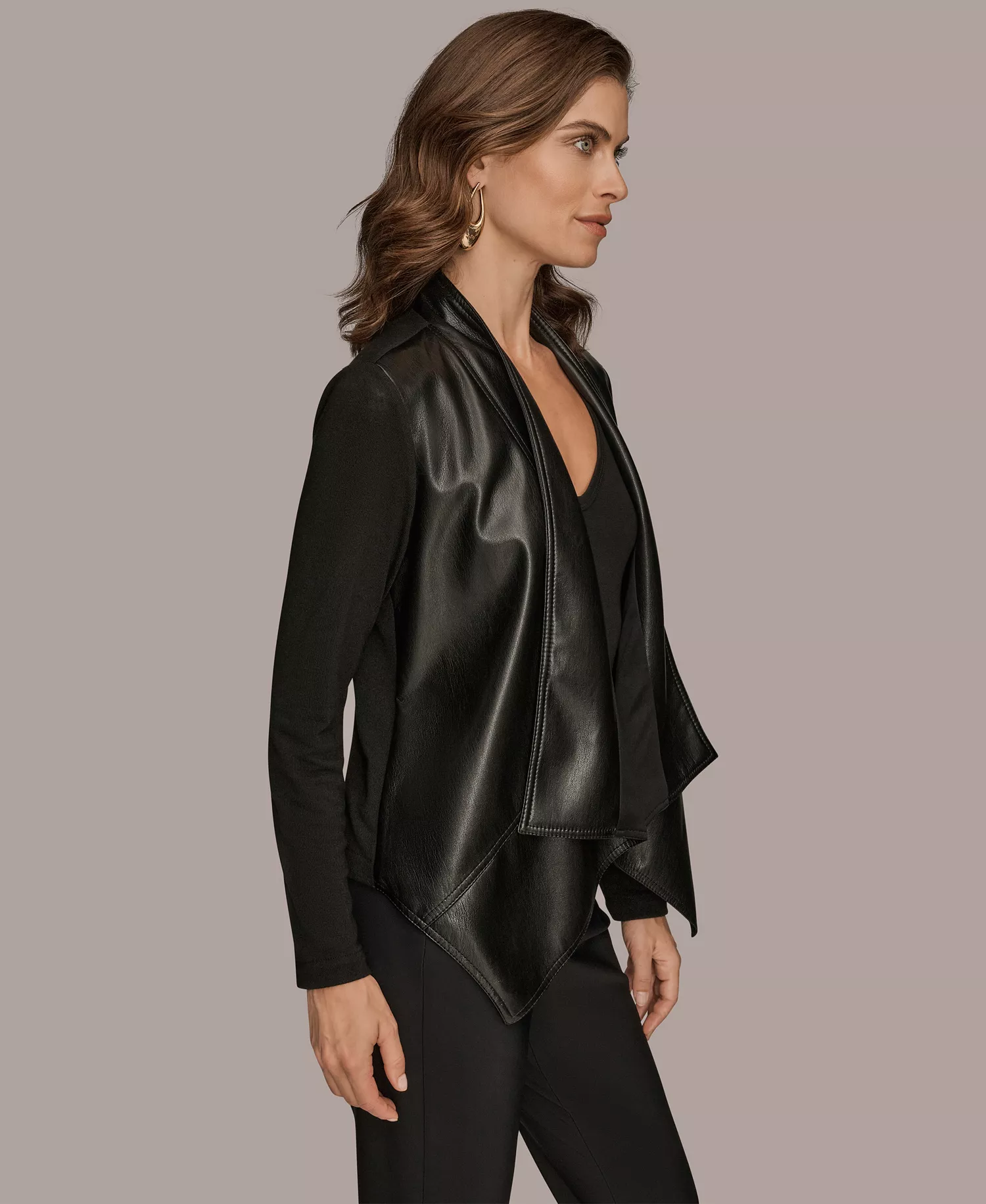 Women's Button Placket Flyaway Jacket - Black - S