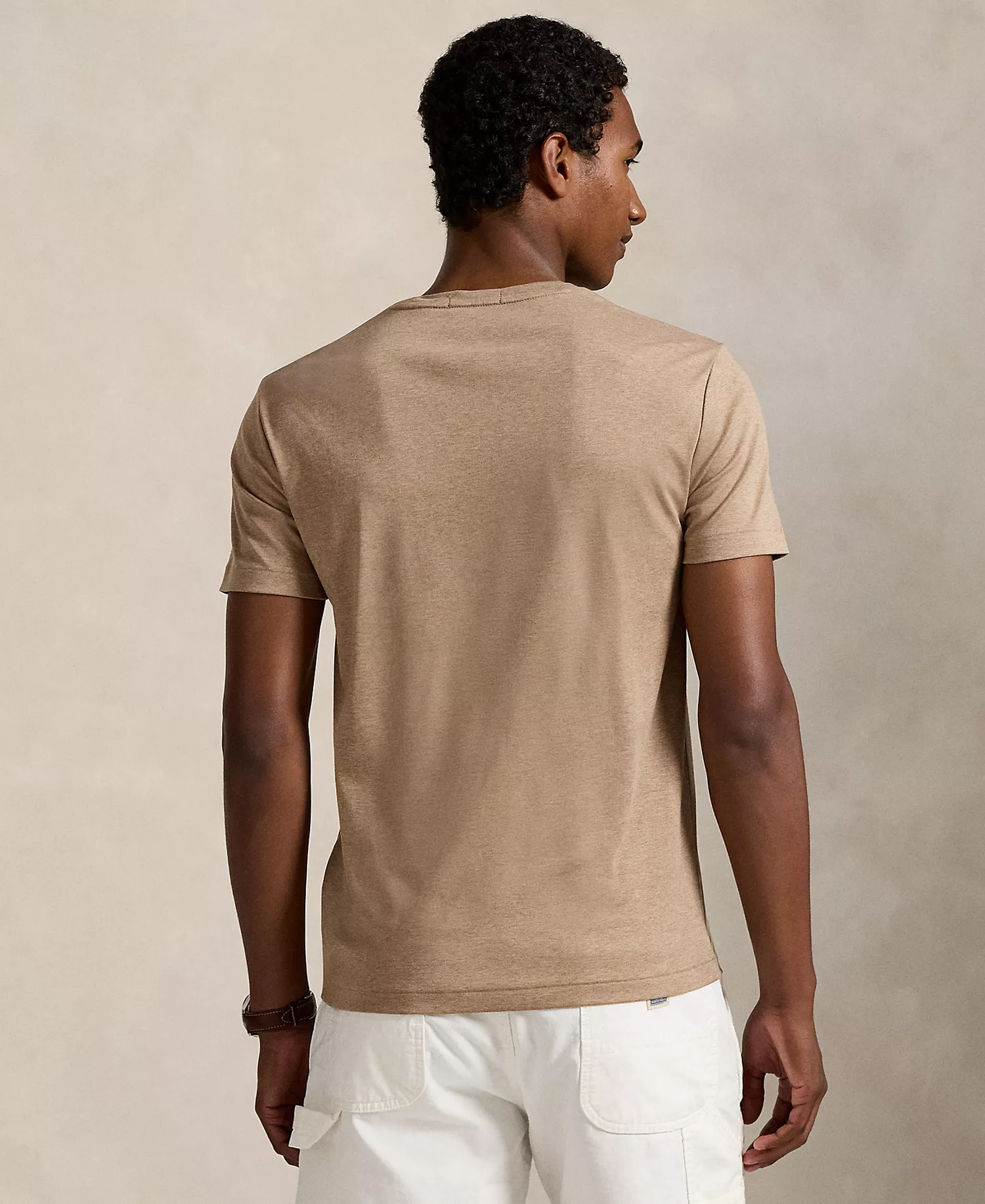 Men's Custom Slim-Fit Soft Cotton T-Shirt - Beige Cloud Heather - 2XL