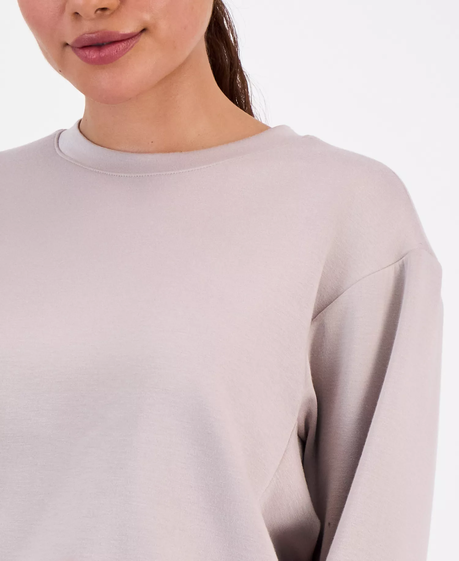 Petite Crewneck Bubble-Hem Top, Macy's Exclusive  - Taupe - P/L