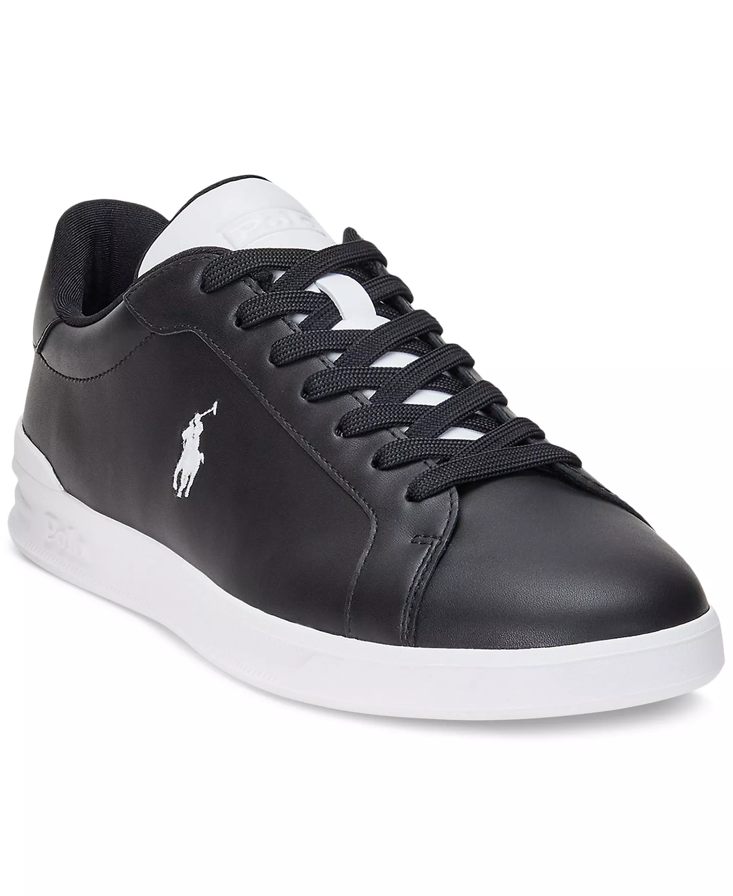 Men's Heritage Court II Leather Lace-Up Sneakers - BLACK/WHITE - 11.5