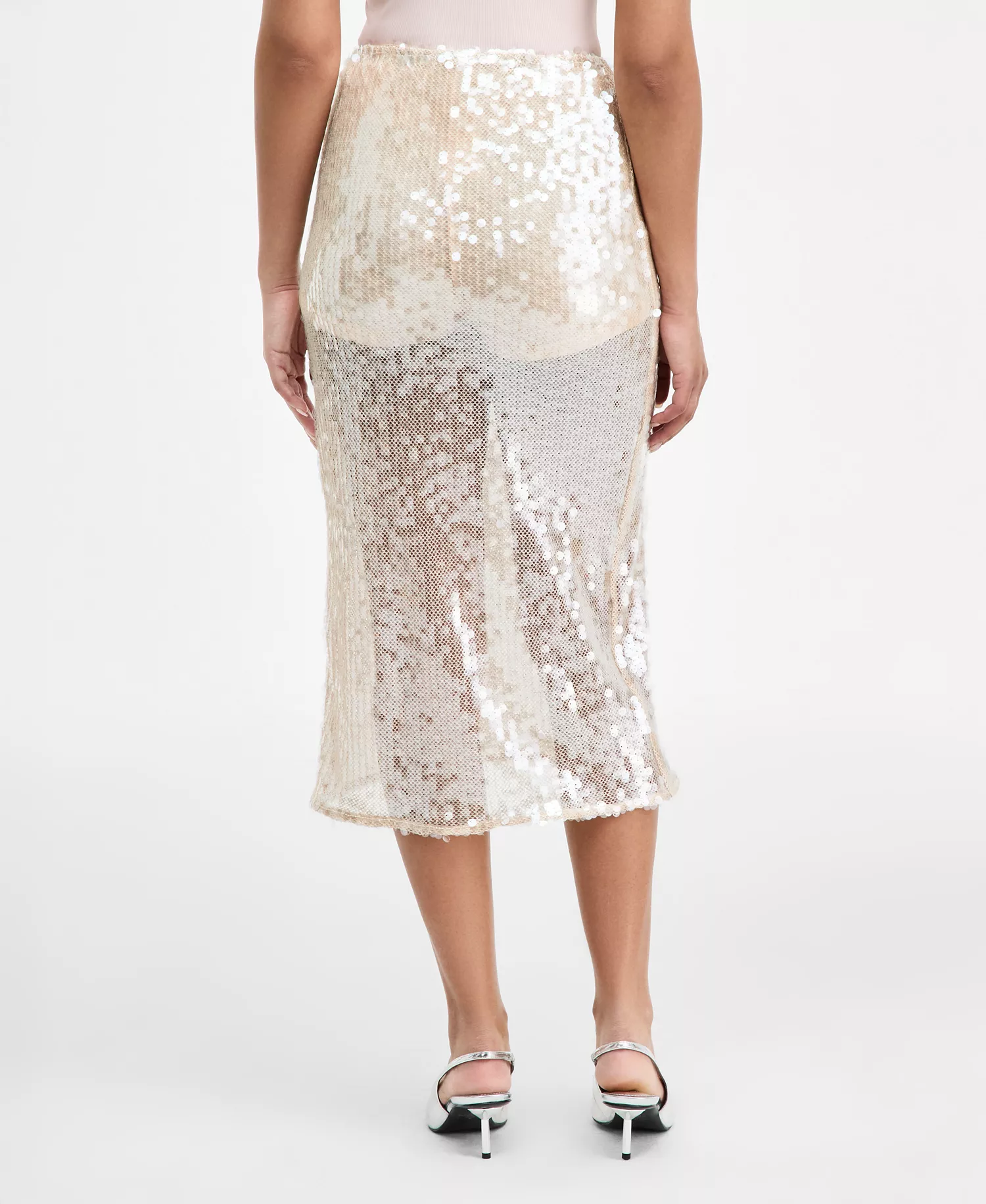 Women's Paillette Slip Skirt, Macy's Exclusive - Nude - L