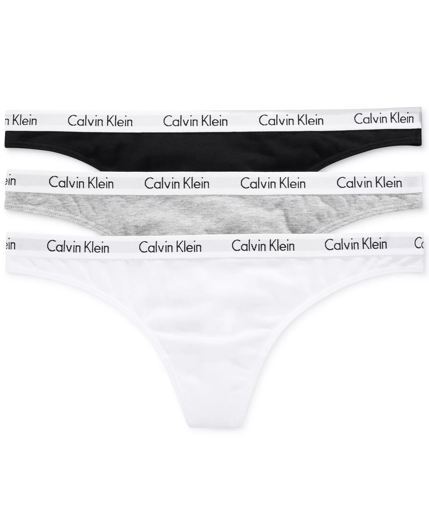 Carousel Cotton 3-Pack Thong Underwear QD3587 - Black/White/Grey Heather - L