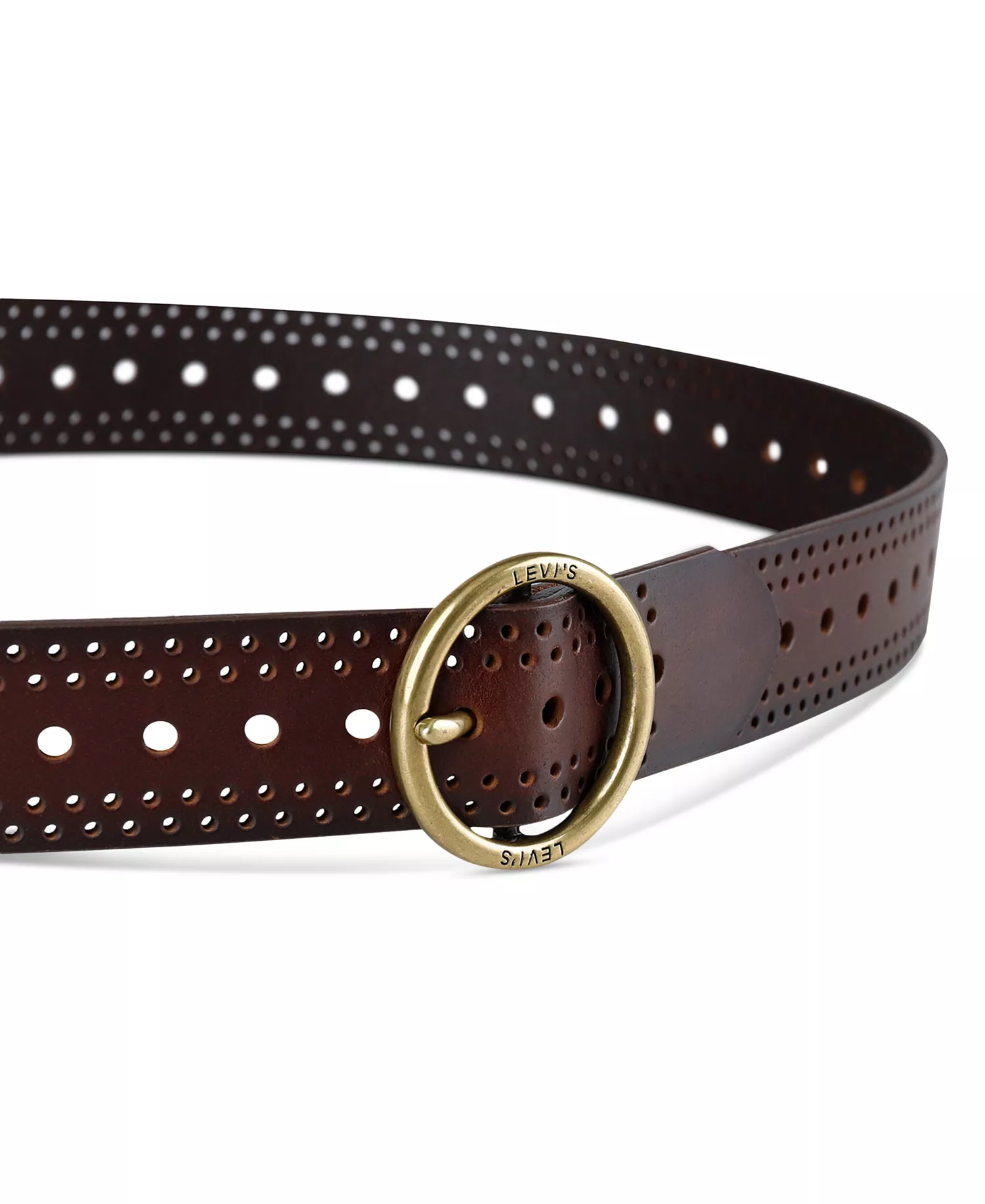 Women's Adjustable Laser Cut Leather Belt  - Brown - L