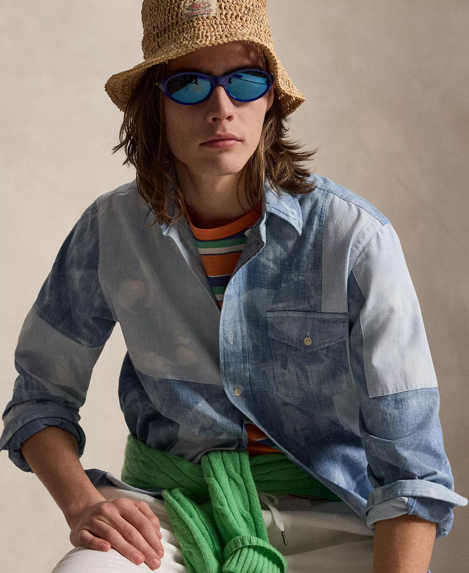 Men's Long-Sleeve Chambray Classic Shirt - Pieced Chambray - 2XL