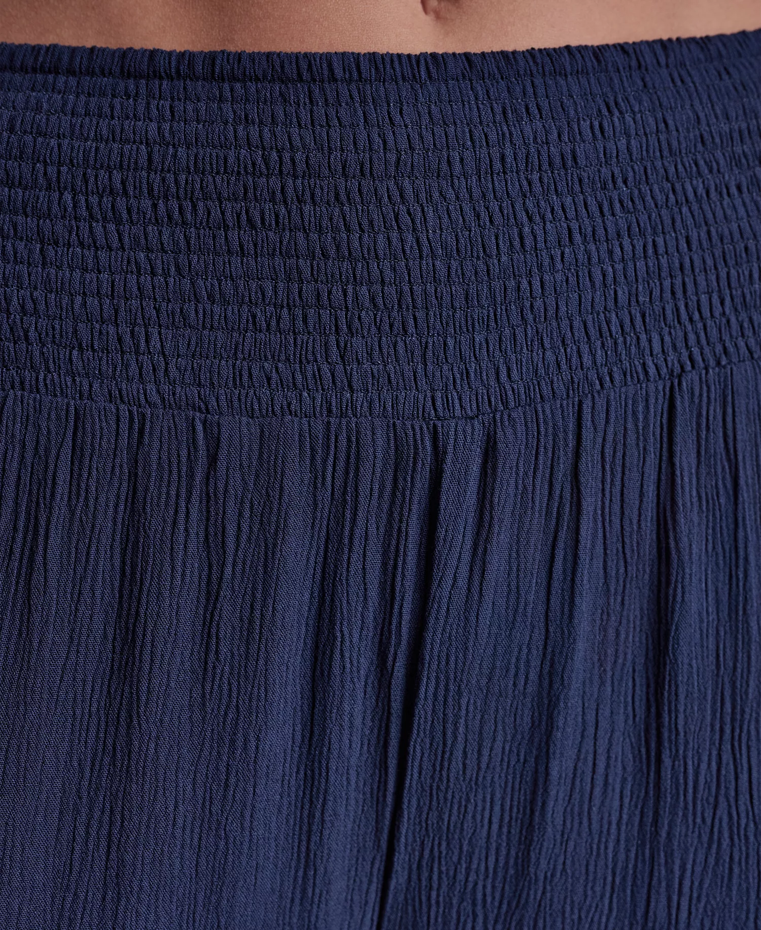 Women's Smocked-Waist Cover-Up Pull-On Pants - Black - L