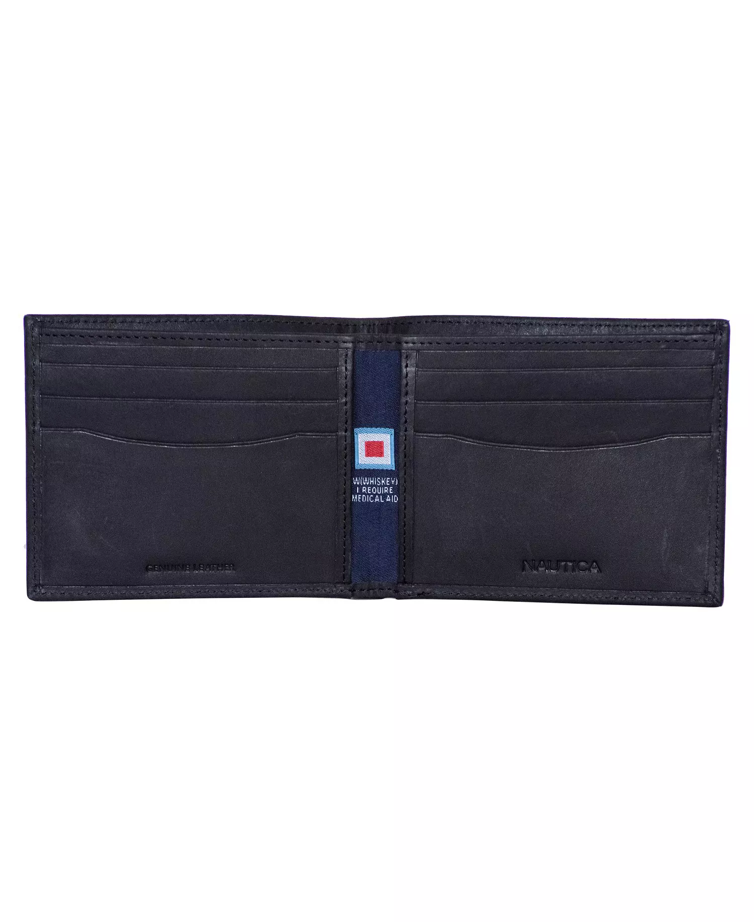 Men's Credit Card Bifold Leather Wallet - Black - ONE SIZE