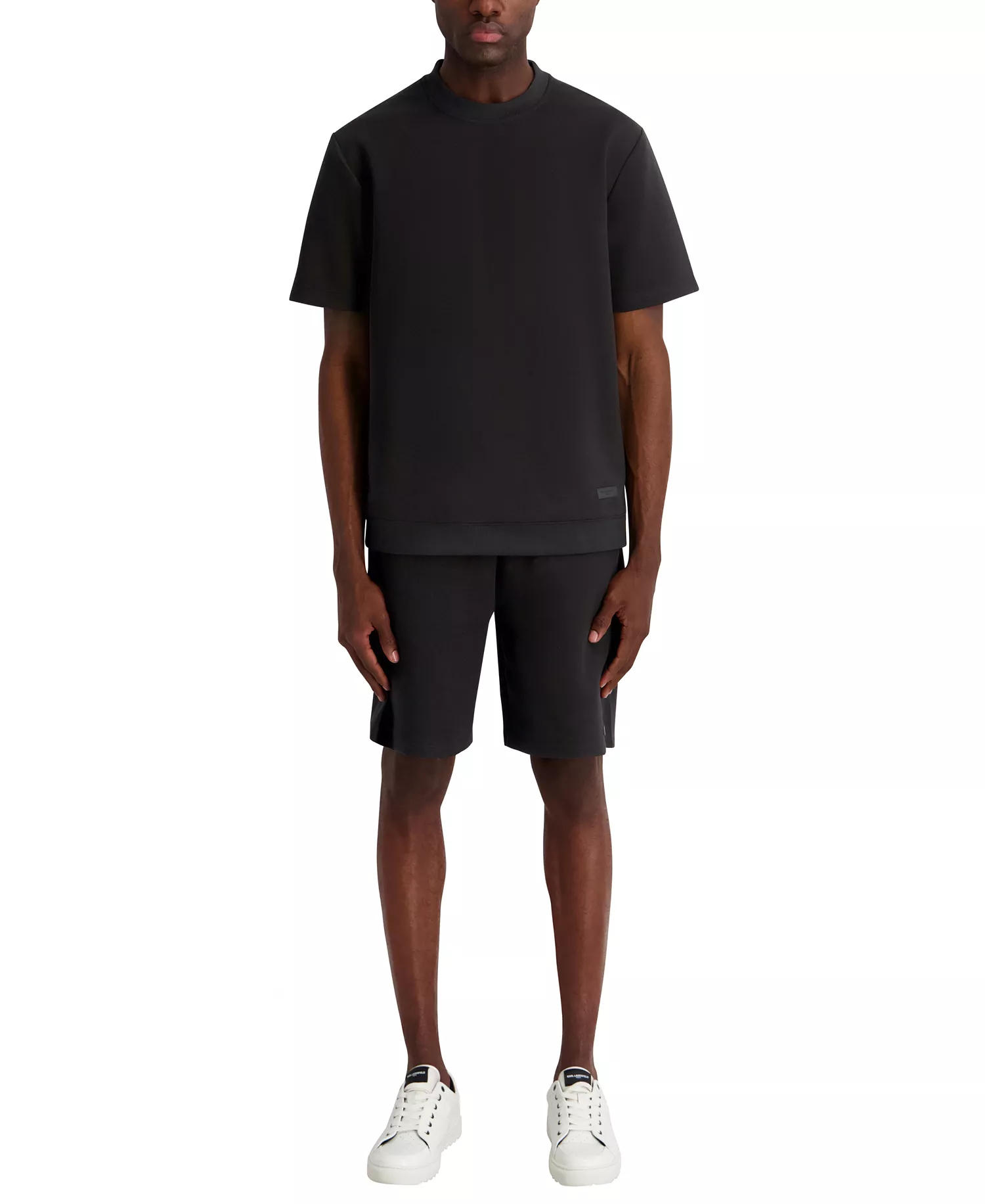 Men's Oversized Crewneck Ponte T-Shirt - Black - 2XL