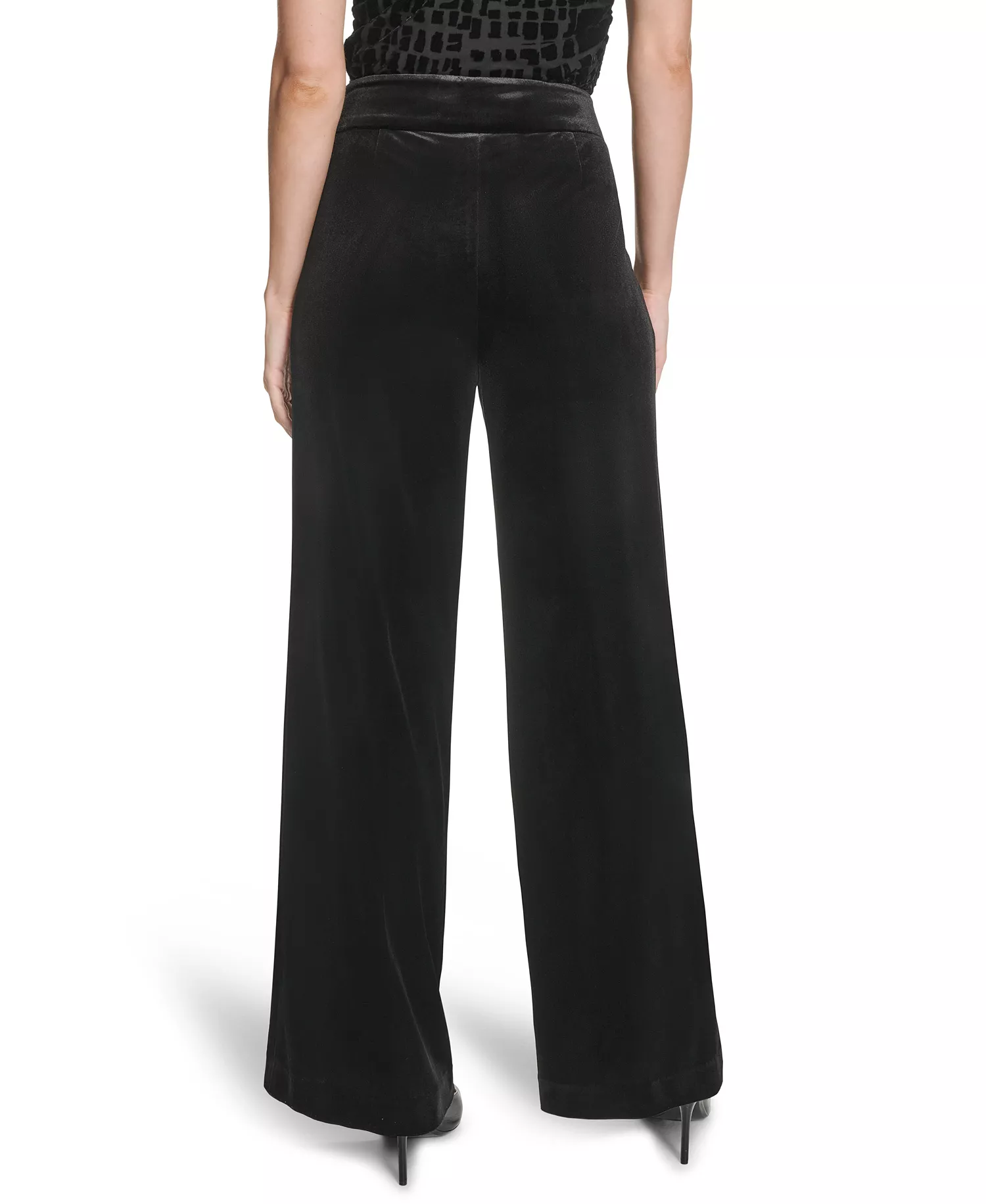 Petite Wide Leg Mid-Rise Pants - Black - 12P