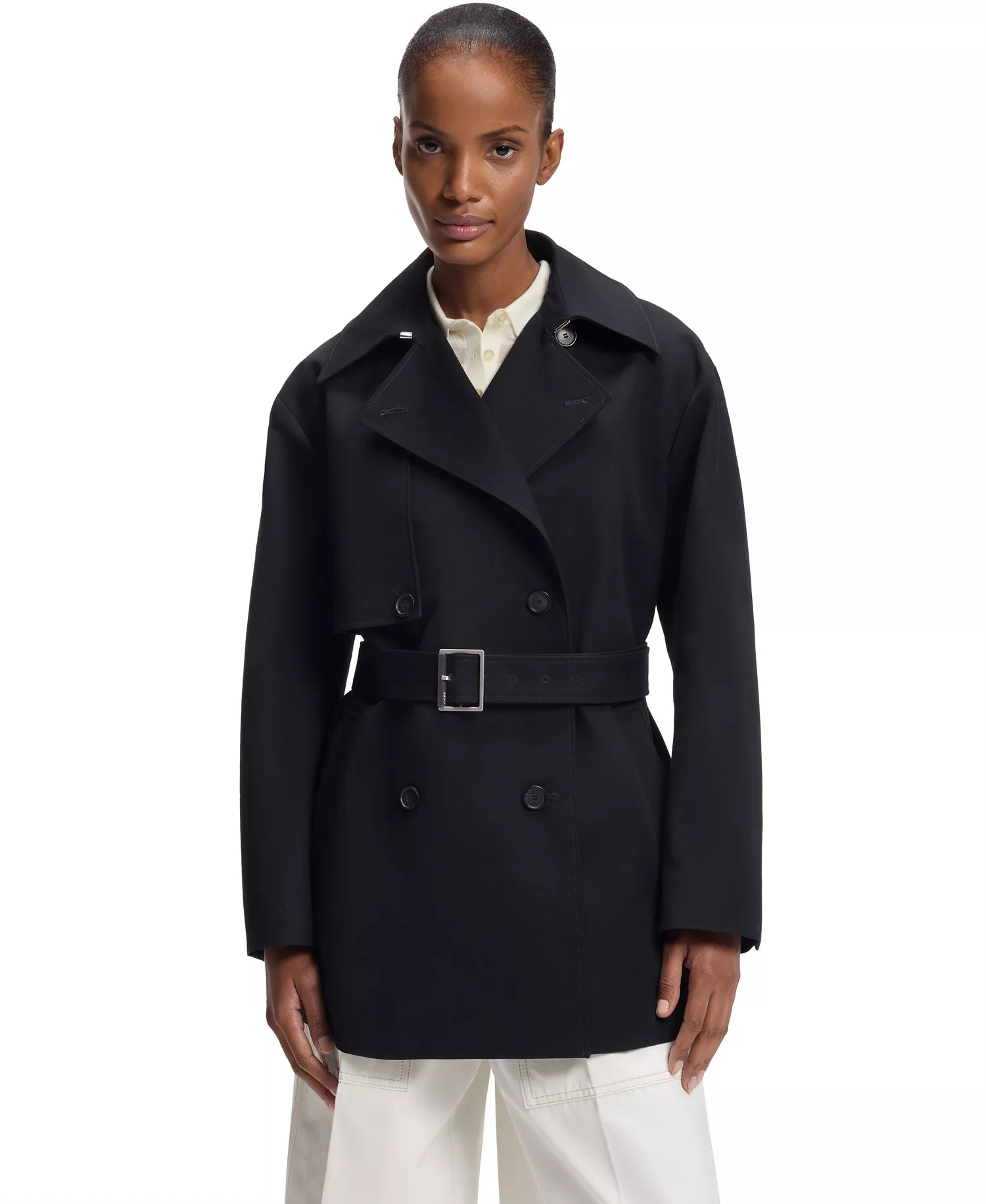 BOSS by Women's Cotton Buckled Belt Trench Coat - Dark Blue - 0
