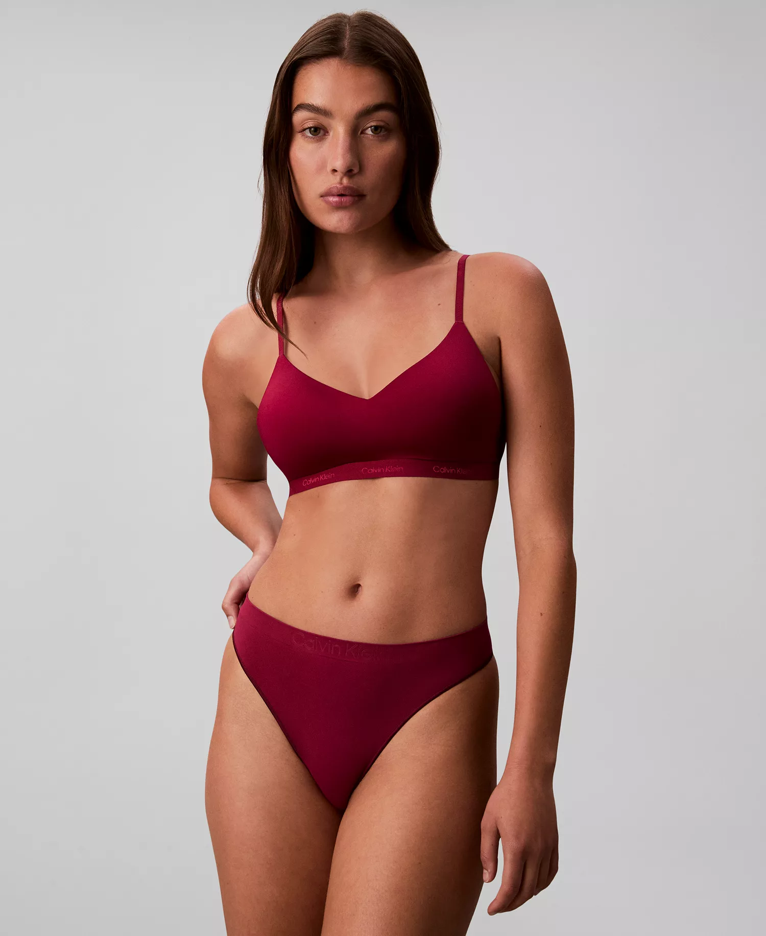 Women's Bonded Flex Thong Underwear QD3958 - Beet Red - L