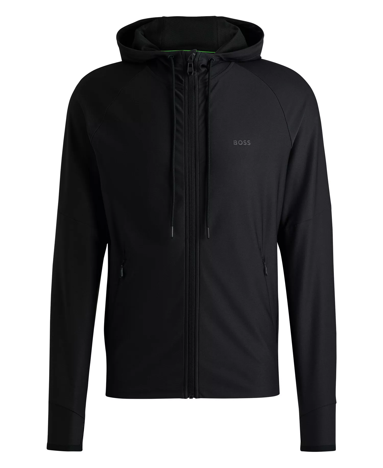 Men's Logo Detail Active-Stretch Zip-Up Hoodie - Black - 2XL
