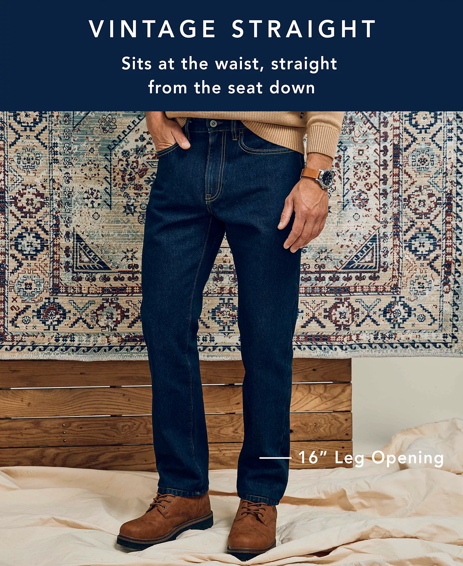 Men's Vintage Straight-Fit Stretch Denim 5-Pocket Jeans - Botany Bay - 30x30