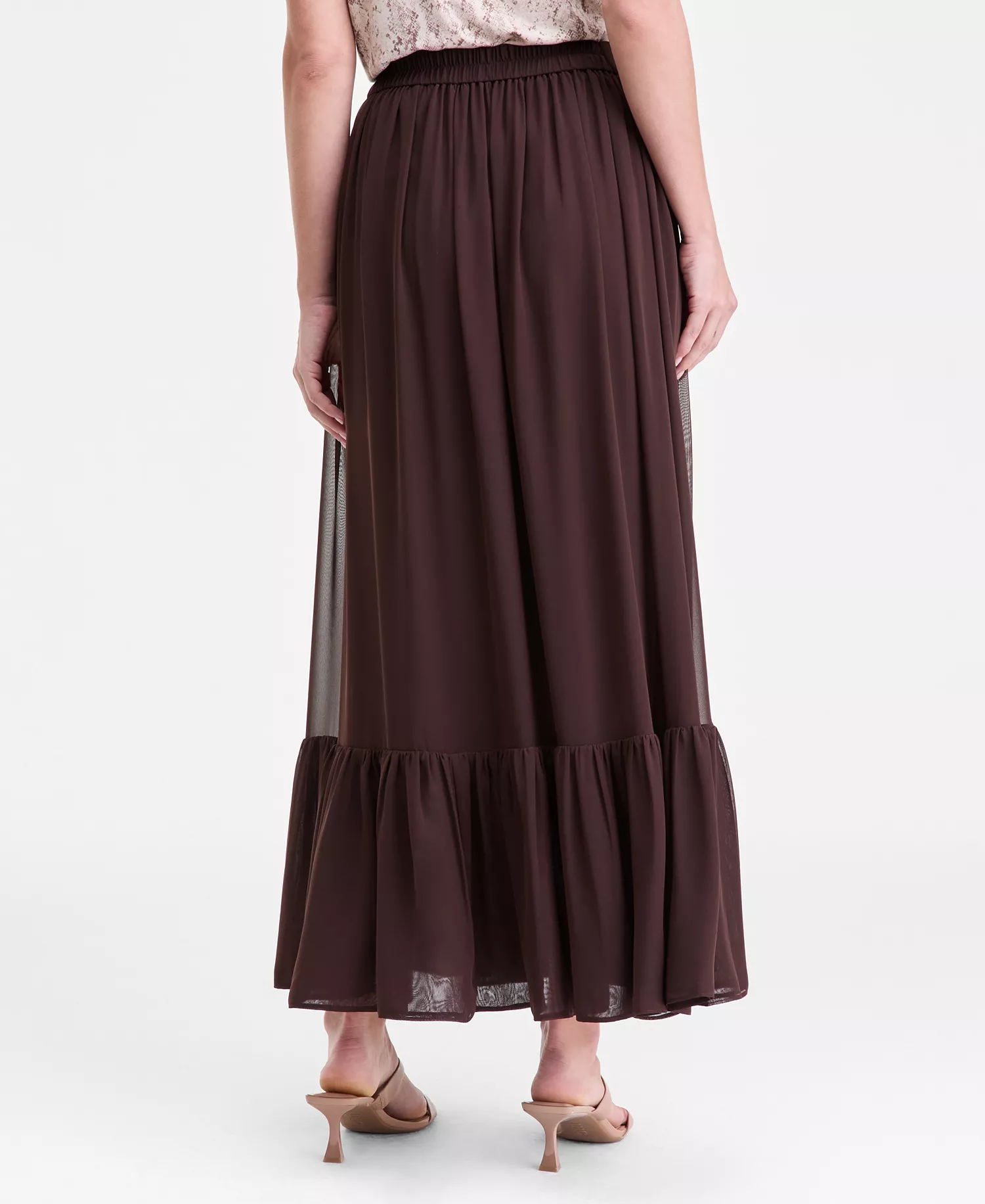 Women's Chiffon Maxi Skirt, Macy's Exclusive - Cocoa Powder - 2XL