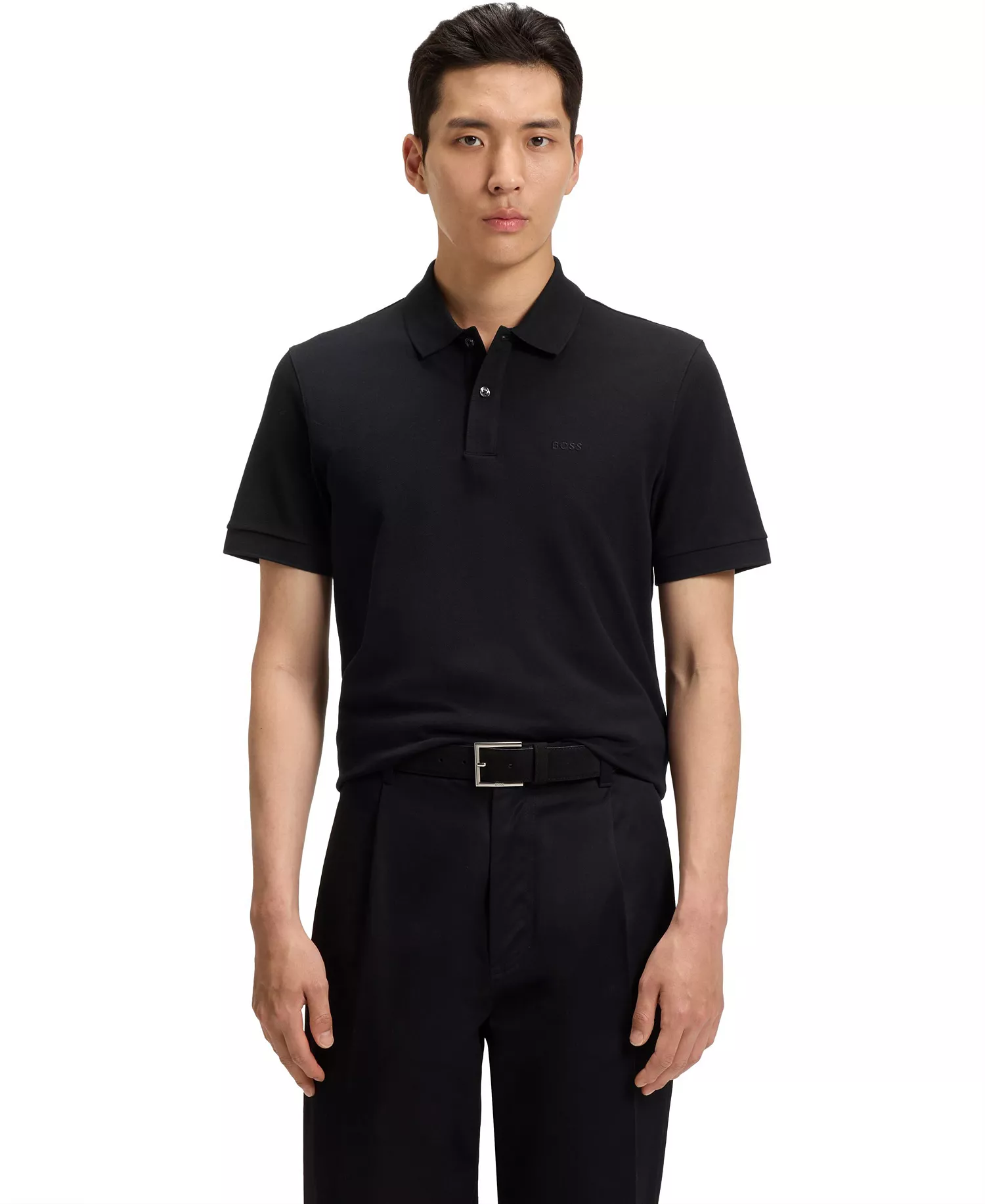 Men's Cotton Regular-Fit Polo Shirt - Black - 2XL