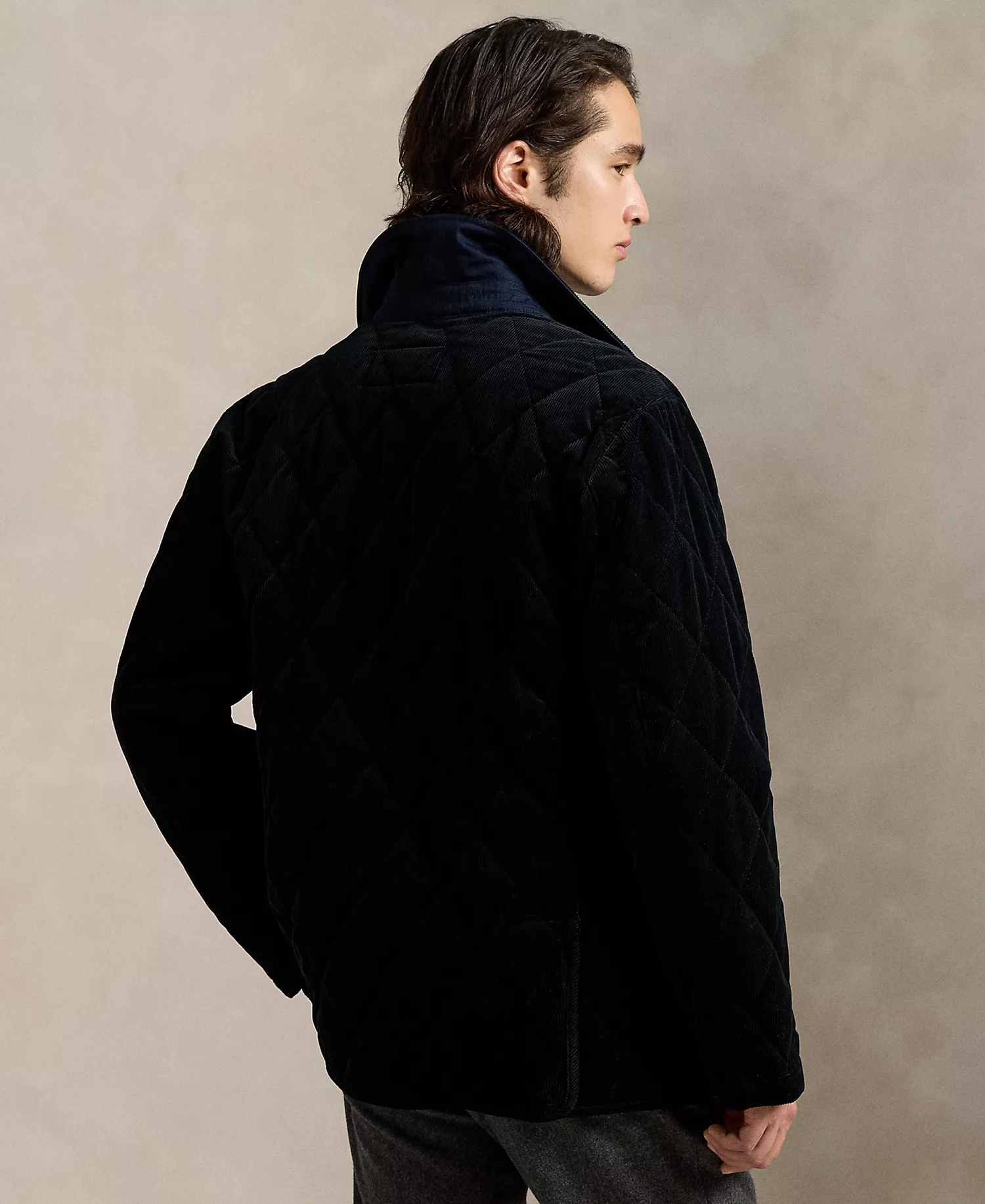 Men's Quilted Corduroy Car Coat - Aviator Navy - L