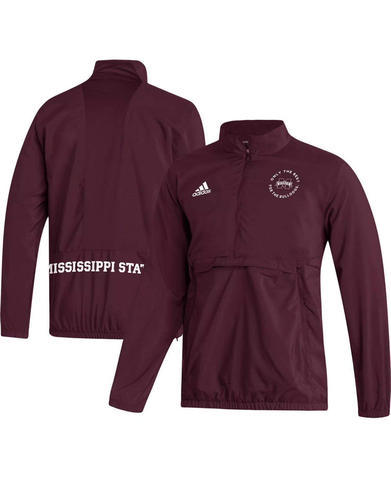 Men's Maroon Mississippi State Bulldogs AEROREADY Half-Zip Jacket - Maroon - M
