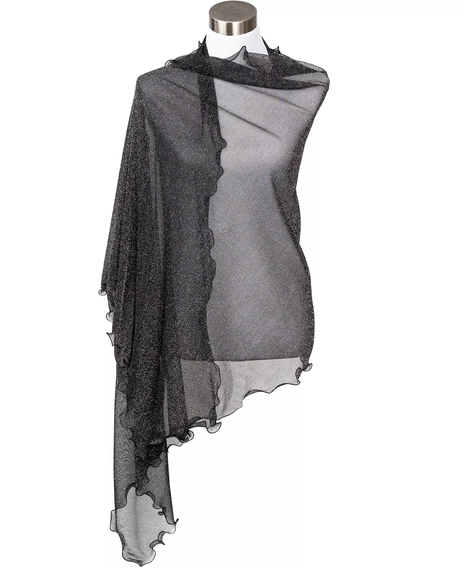 Ruffle-Edge Metallic Evening Wrap, Created for Macy's - Black - ONE SIZE
