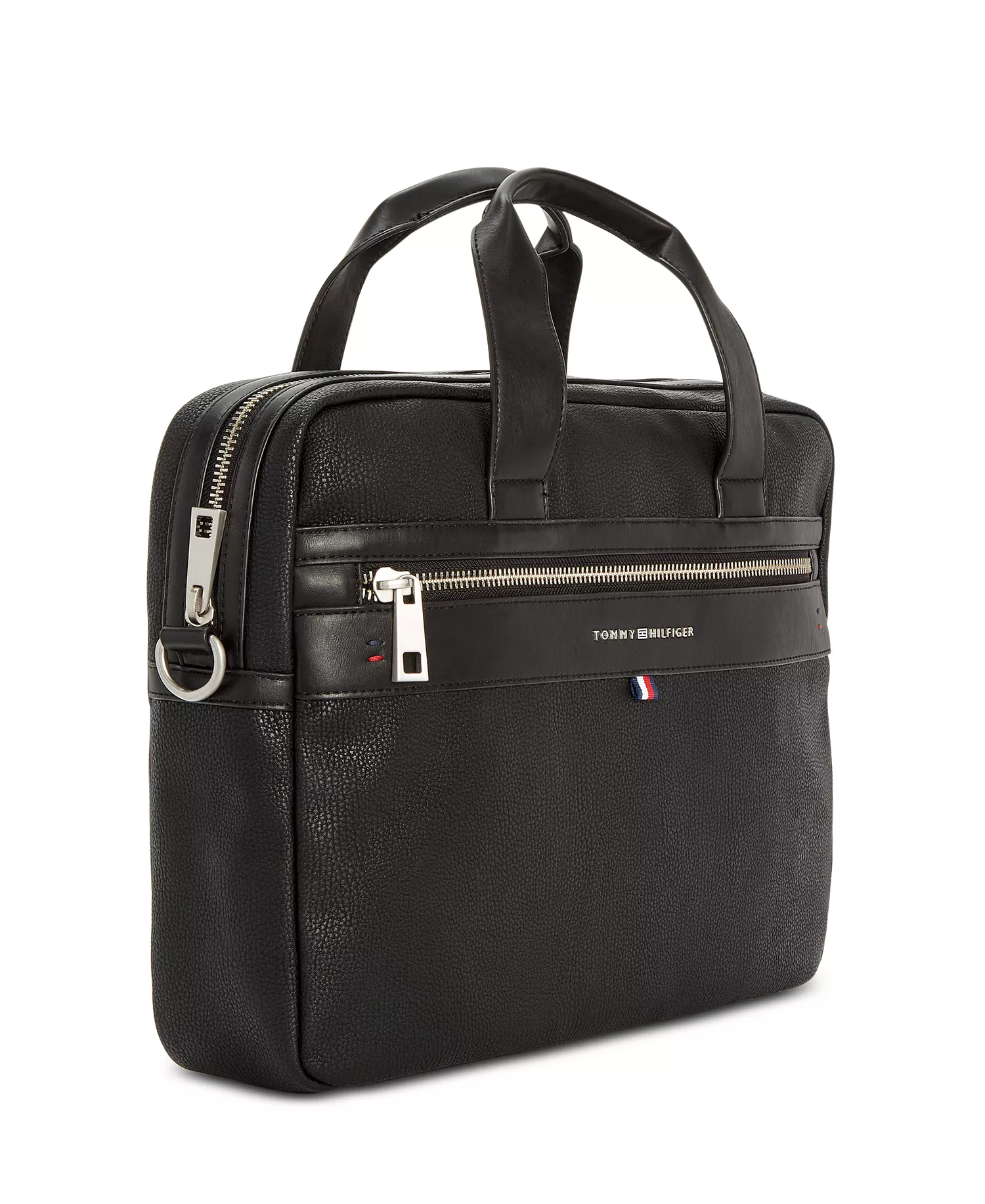 Men's Pebble Faux-Leather Leo Briefcase - Black - ONE SIZE