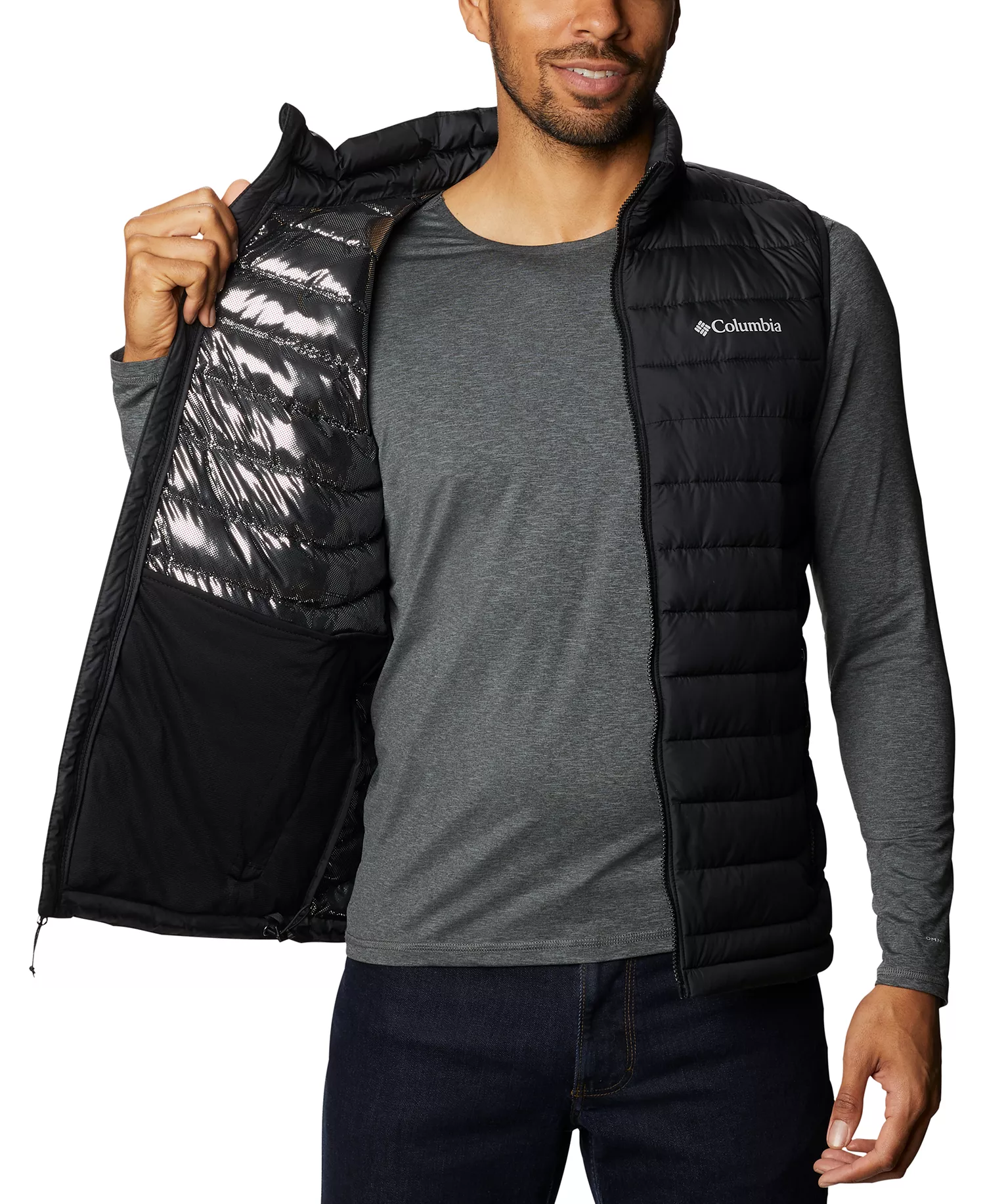 Men's Powder Lite II Puffer Vest - Black - L