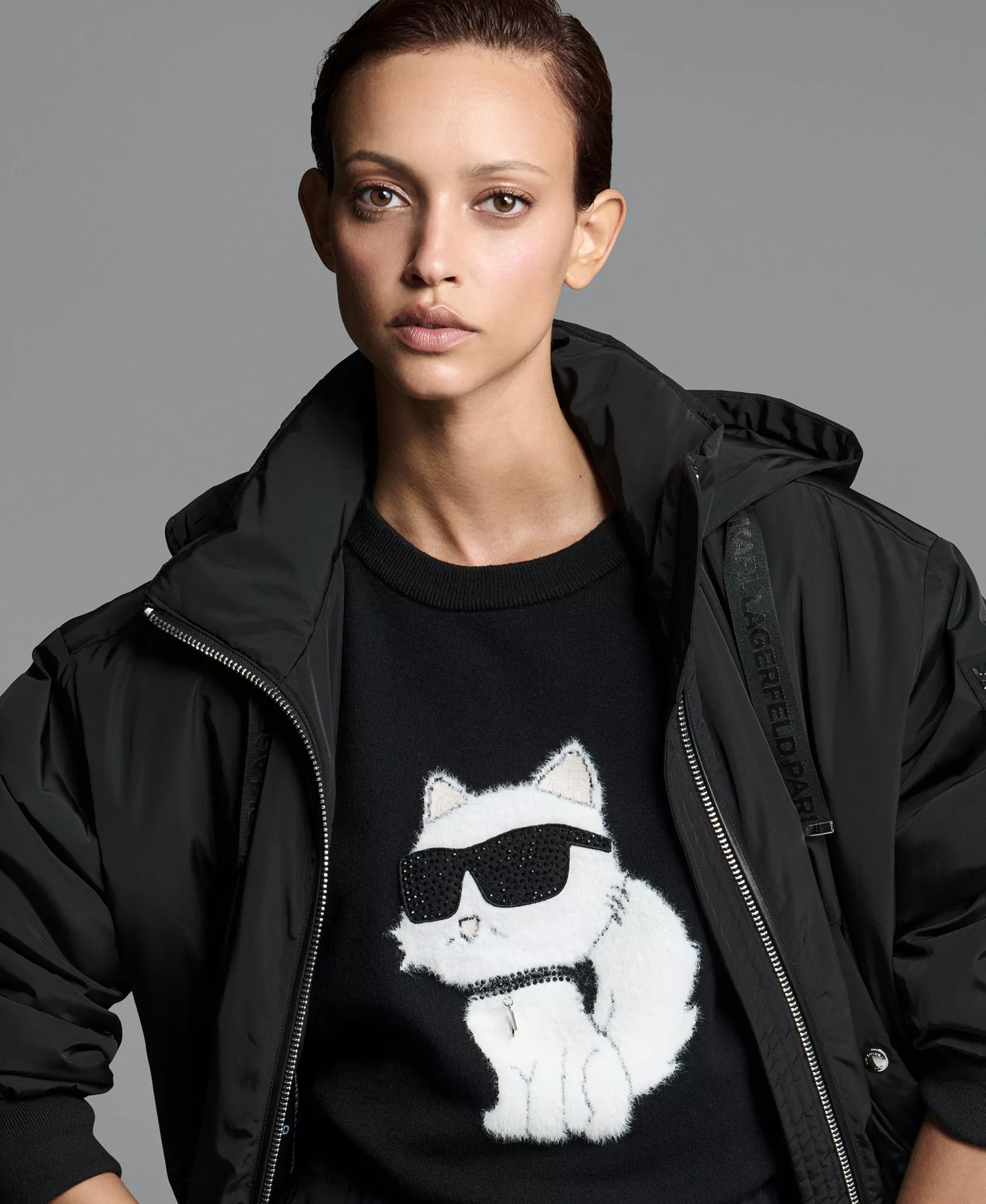 Women's Cool Choupette Crewneck Sweater - Black - L
