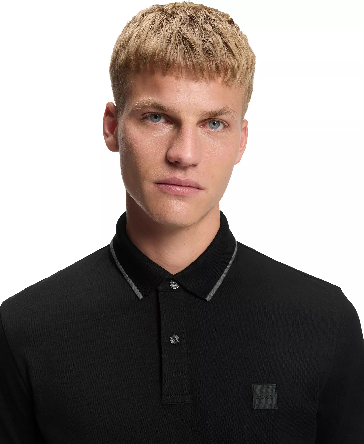 Men's Slim-Fit Stretch-Cotton Pique Polo Shirt - Black - 2XL