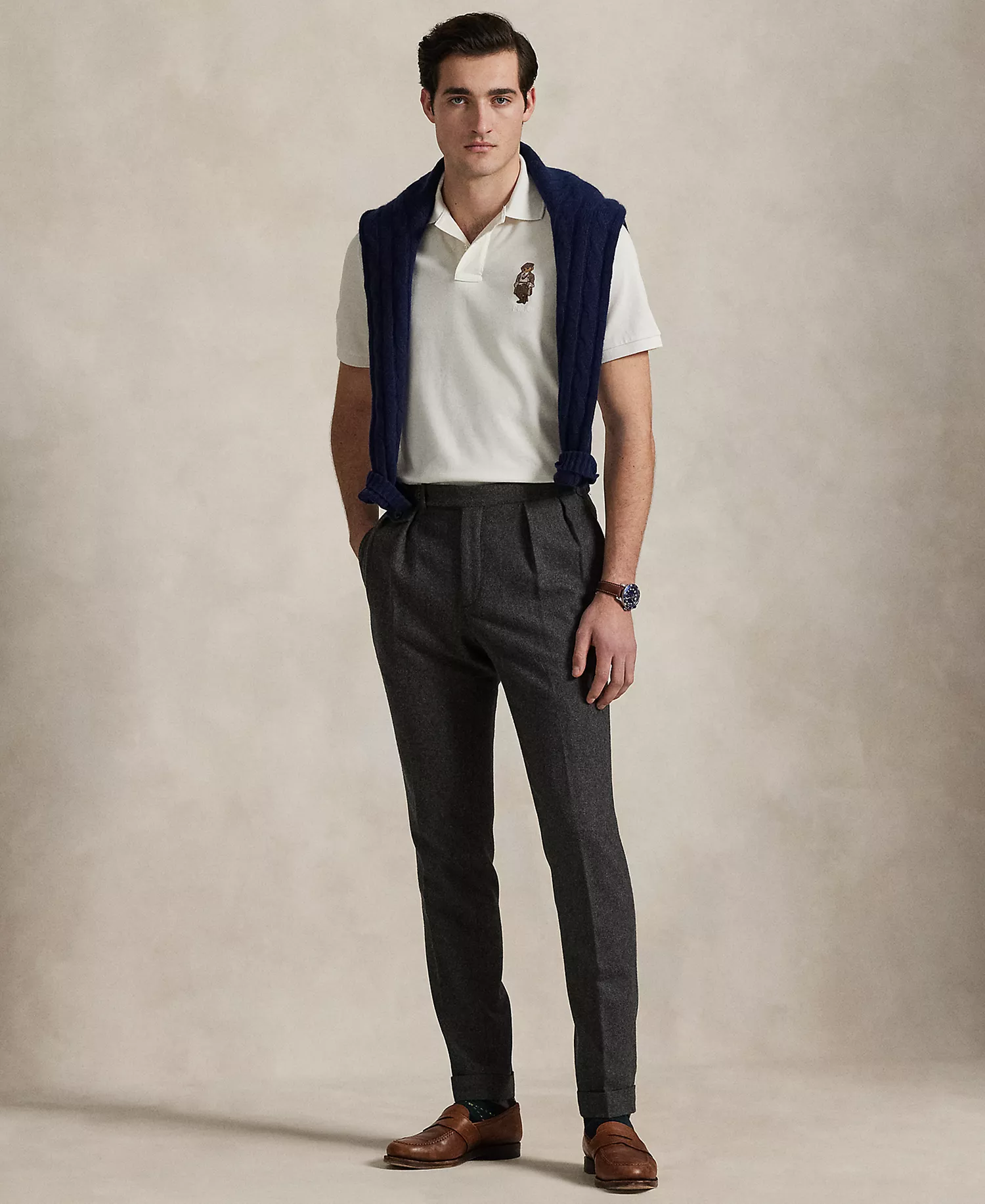 Men's Classic-Fit Polo Bear Mesh Polo Shirt - Deckwash White Hrtg Bear - 2XL