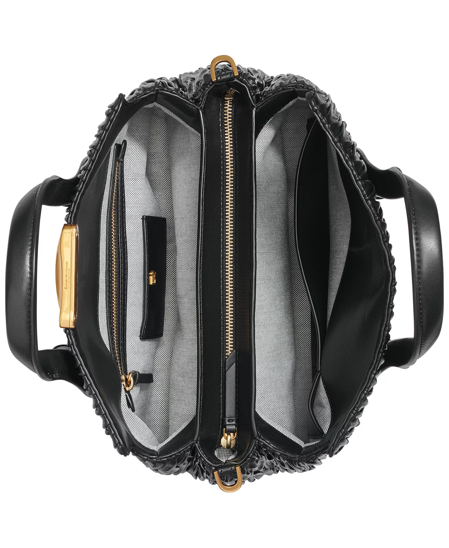 Amagansett Soft-Rolled Pleated Satchel with Sculpted Magnet Closure - Black/gold - NO SIZE