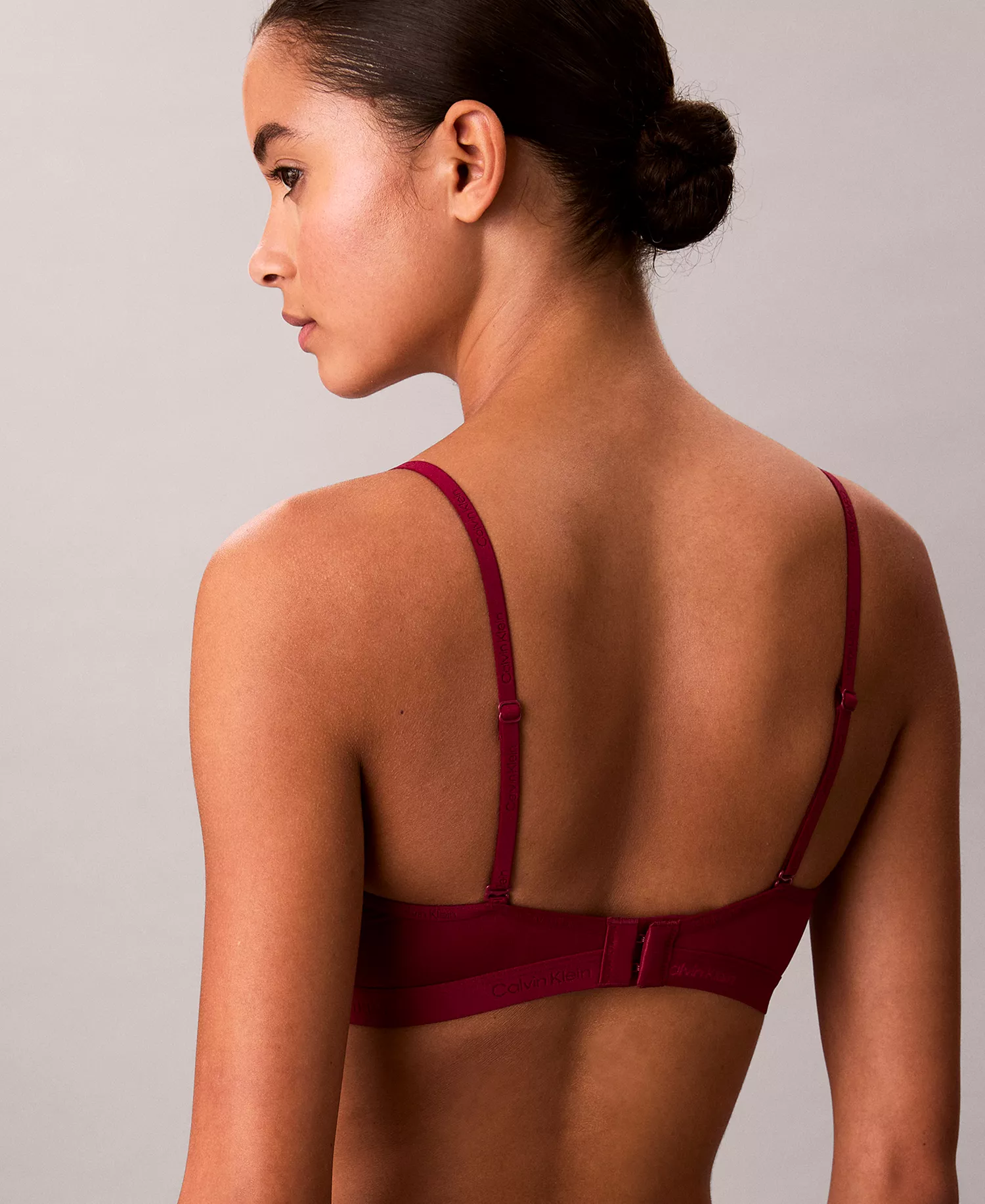 Women's Form To Body Triangle Bralette & Bikini Underwear - Beet Reed - L