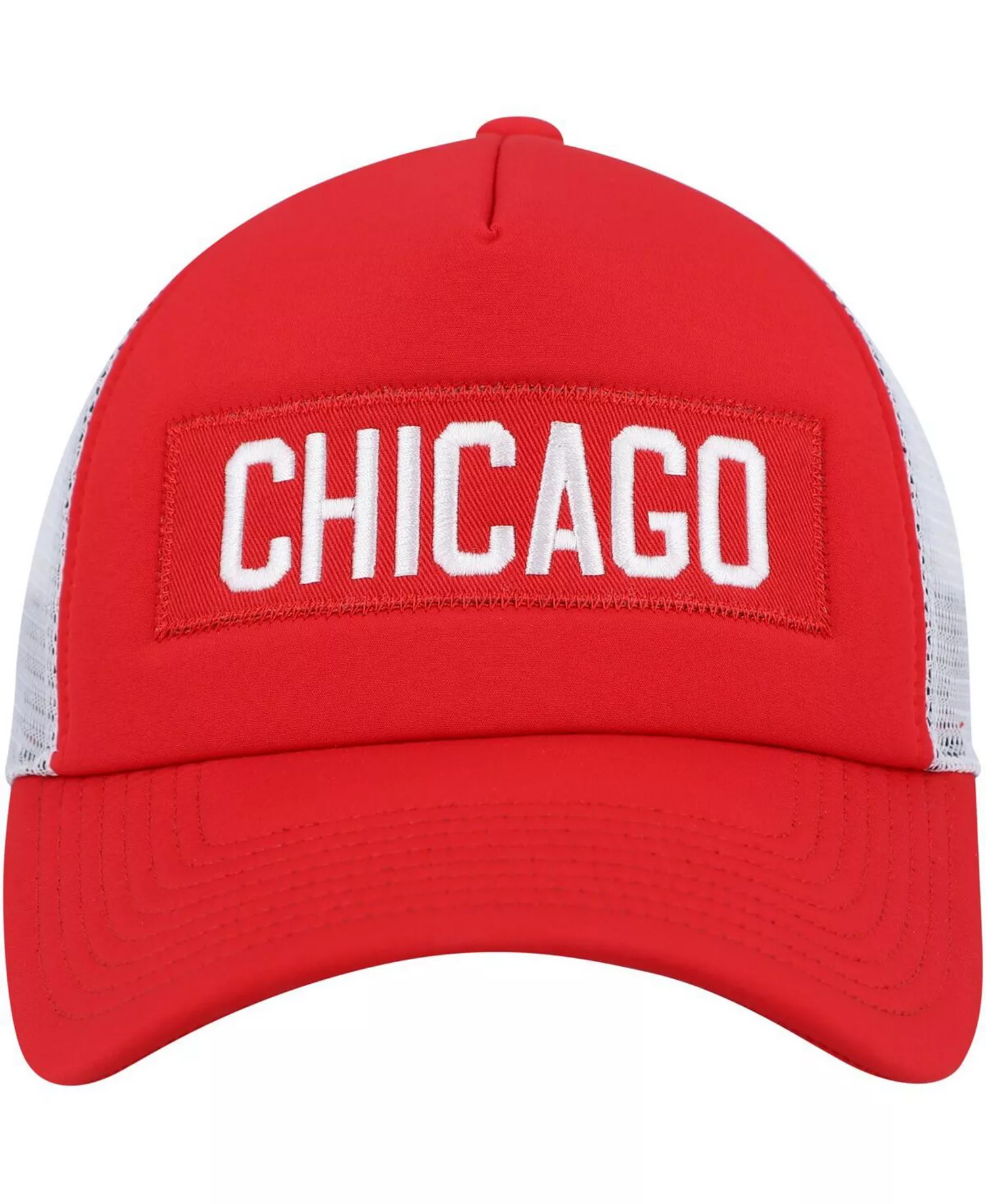 Men's Red, White Chicago Blackhawks Team Plate Trucker Snapback Hat - Red, White - One Size Fits All