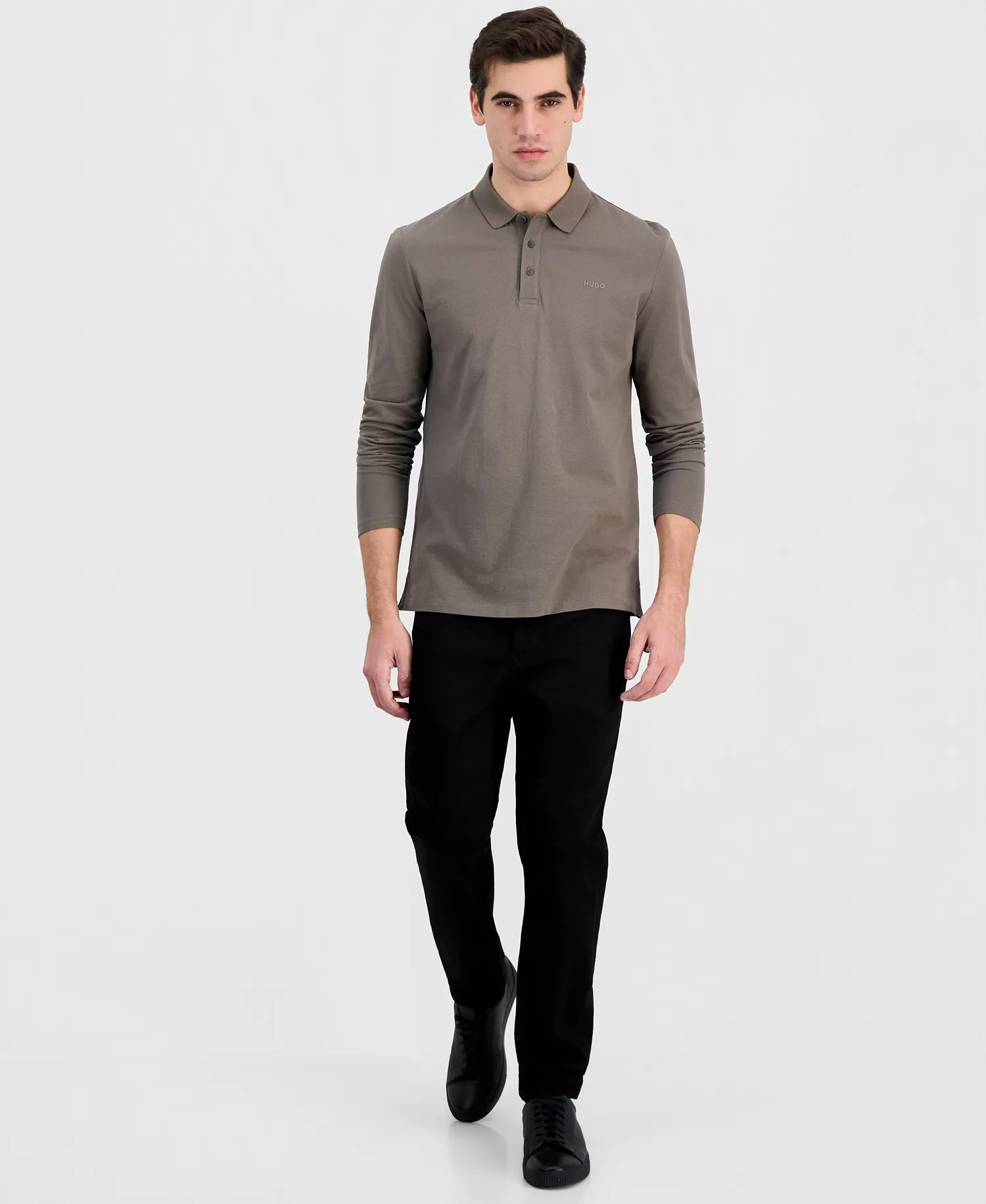 Men's Donoslong Long-Sleeve Polo Shirt - MED GRAY - L