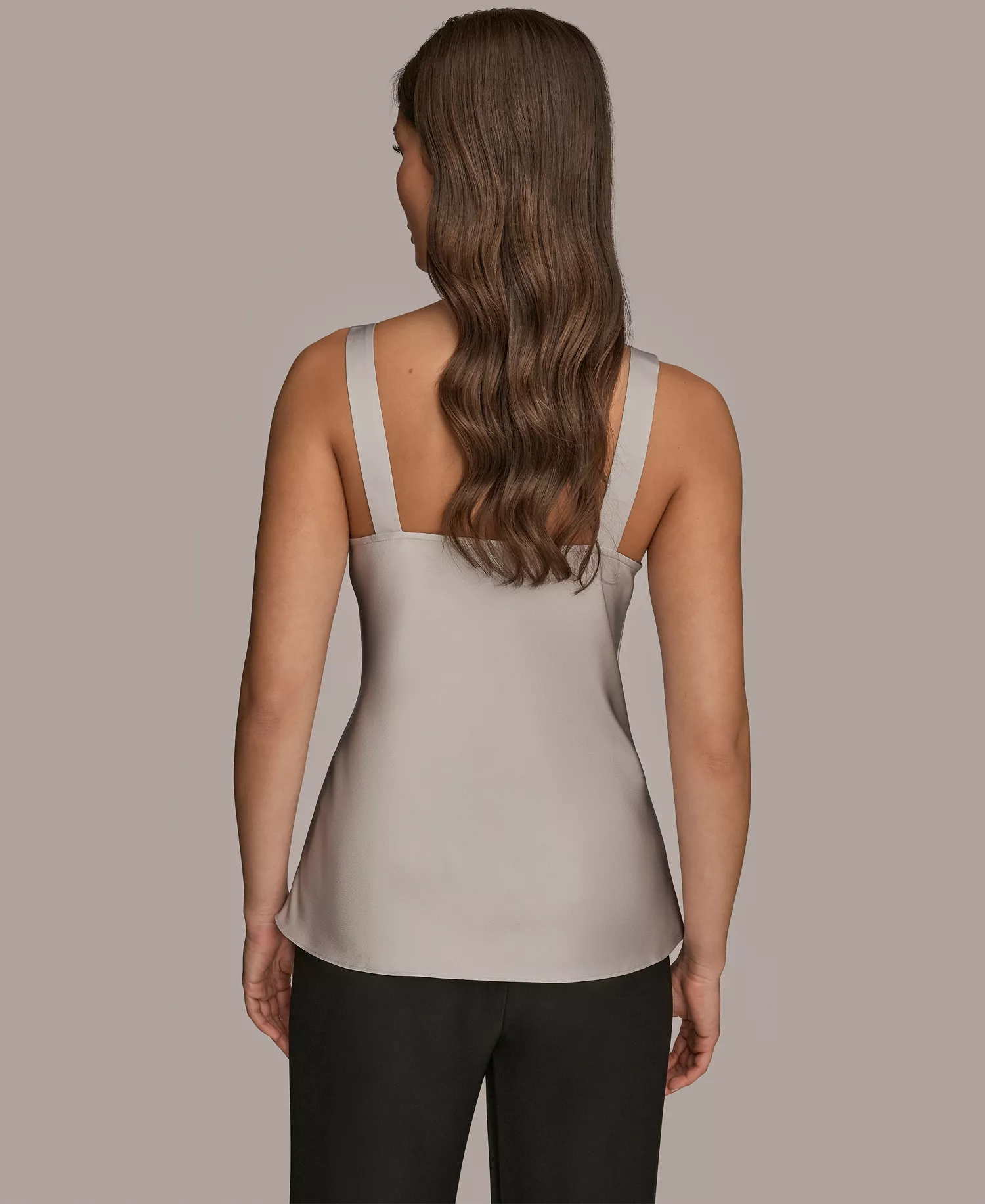 Women's Silk Cowl Neck Sleeveless Camisole Top - Light Grey - L
