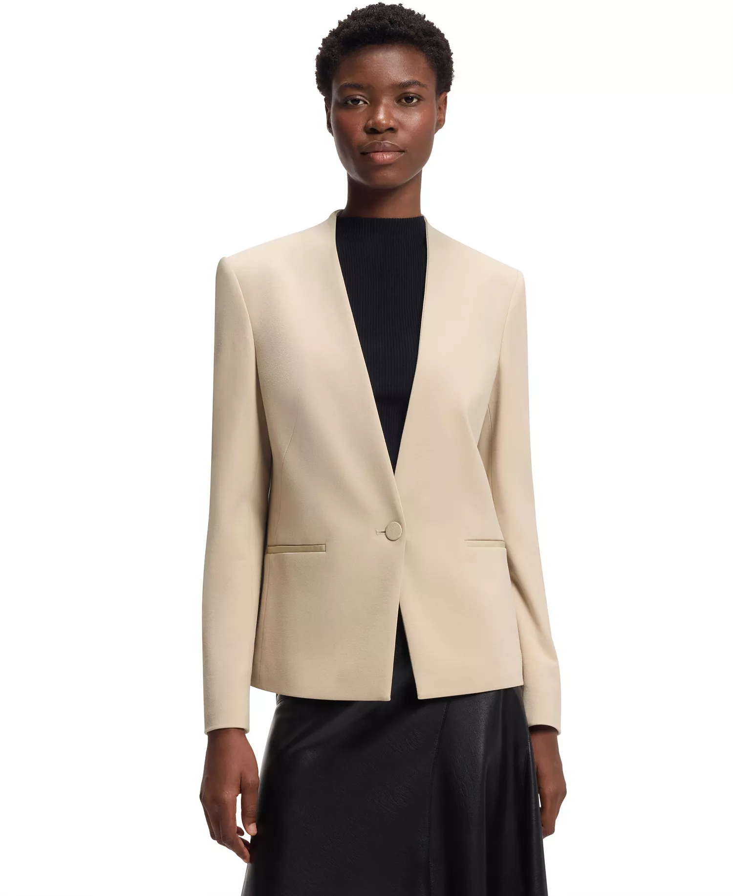 BOSS by Women's Stretch Jersey Regular-Fit Blazer - Open Beige - 0
