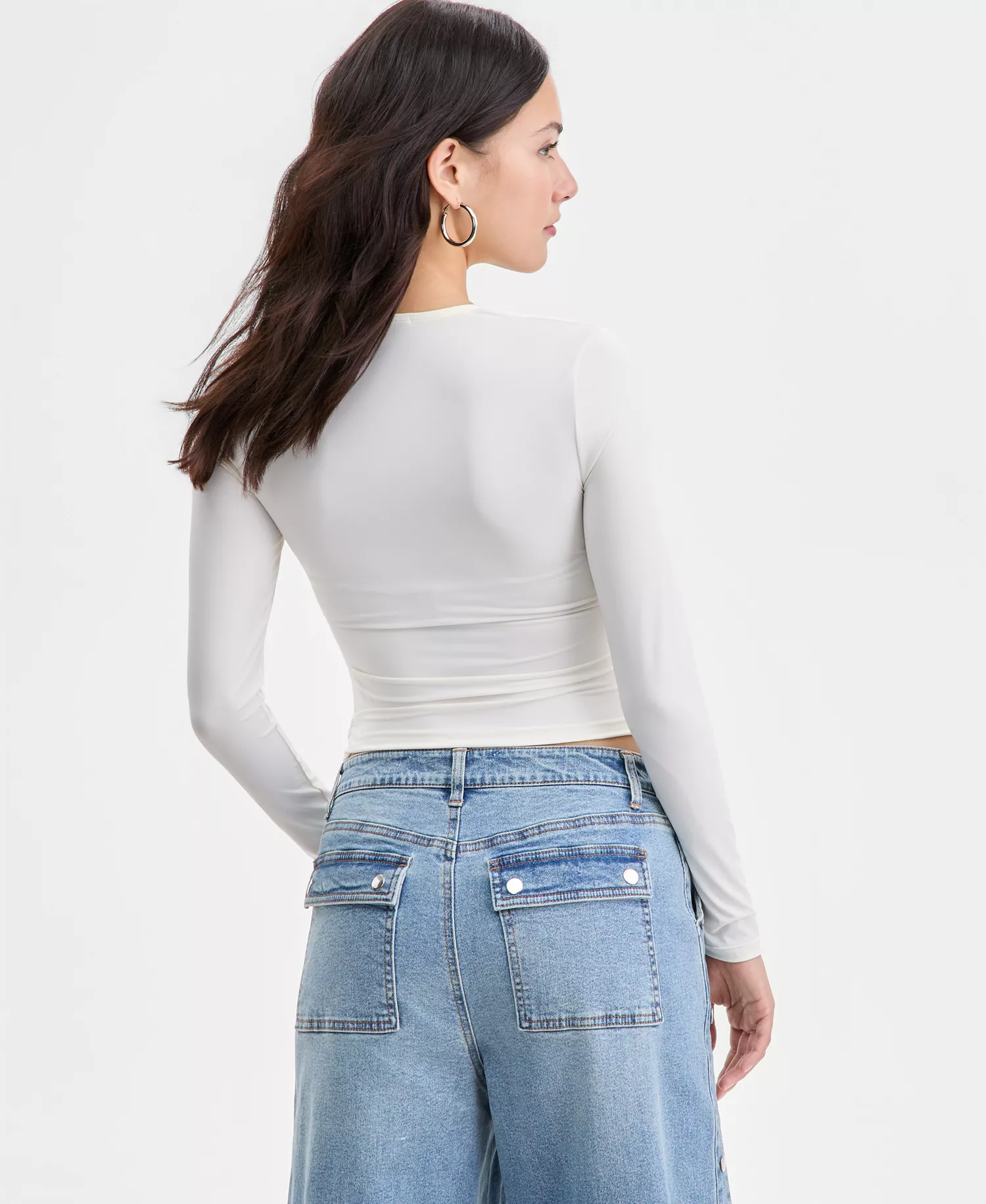 Women's Long-Sleeve Sweetheart-Neck Knit Top, Macy's Exclusive - Crema - L