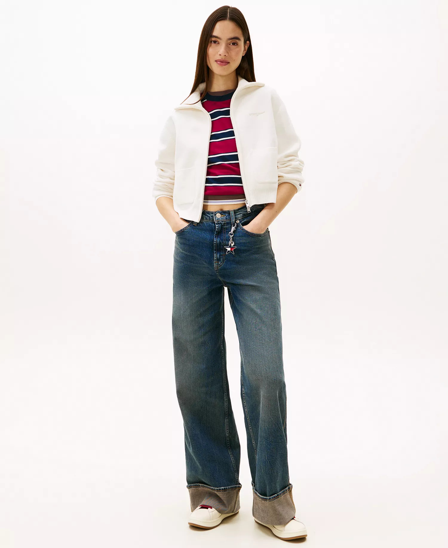 Women's Cozy Script Long-Sleeve Cardigan Sweater - Ancient White - L