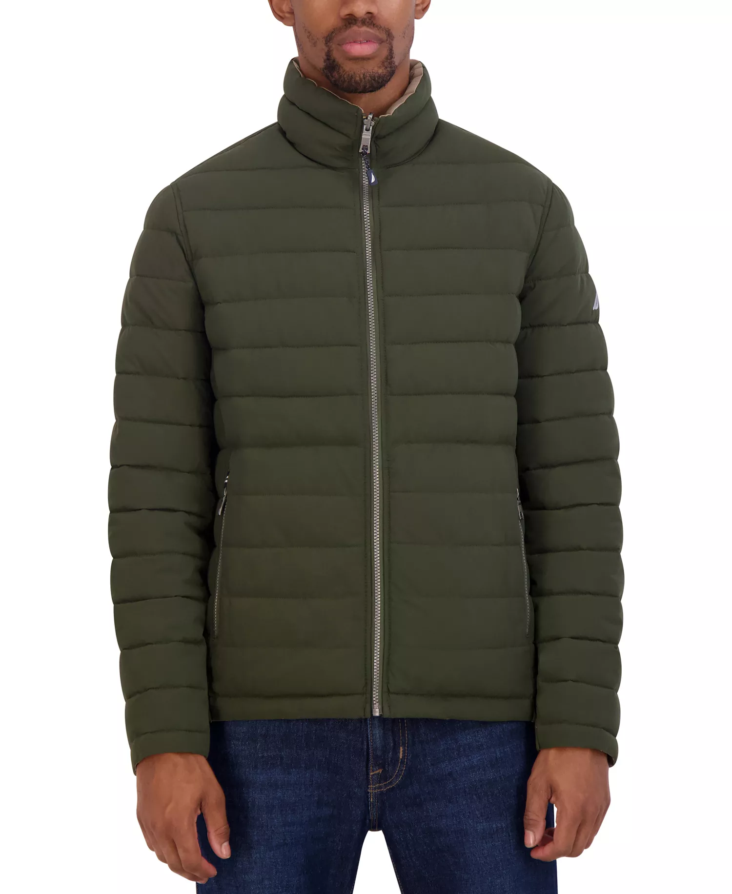 Men's Reversible Quilted Puffer Jacket - Dark Forest/Taupe - XL