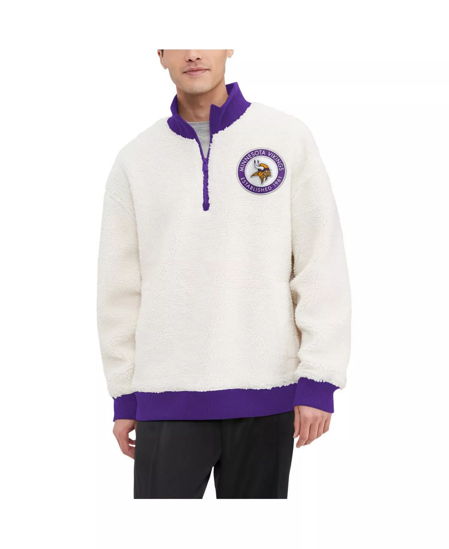 Men's Cream Minnesota Vikings Jordan Sherpa Quarter-Zip Sweatshirt - Cream, Purple - L