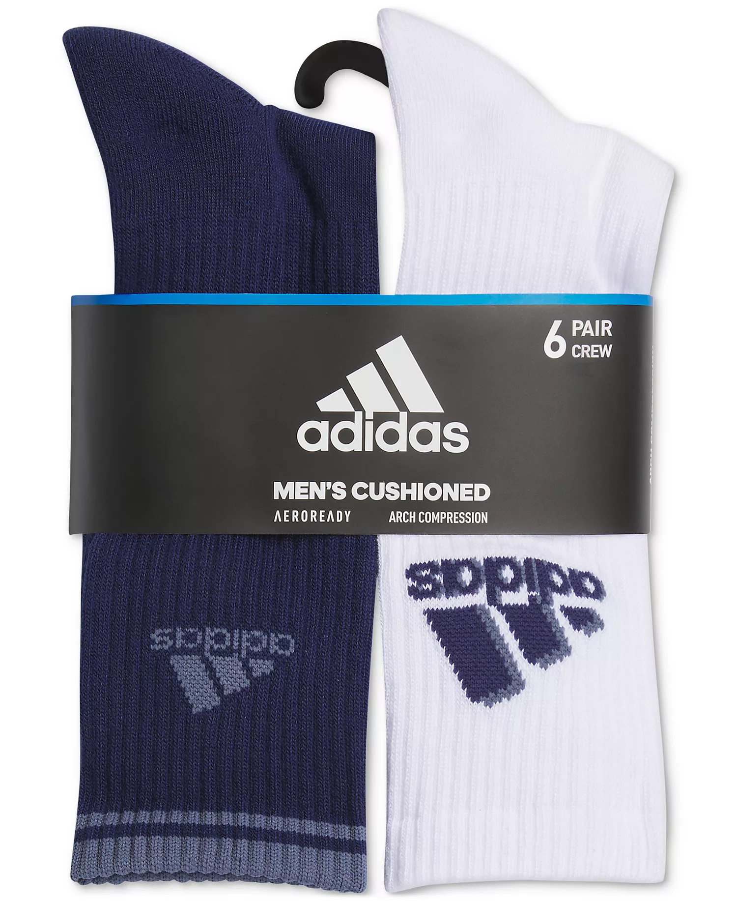 Men's 6pk. Athletic Cushioned Crew Socks - Dark Blue/white/black - ONE SIZE