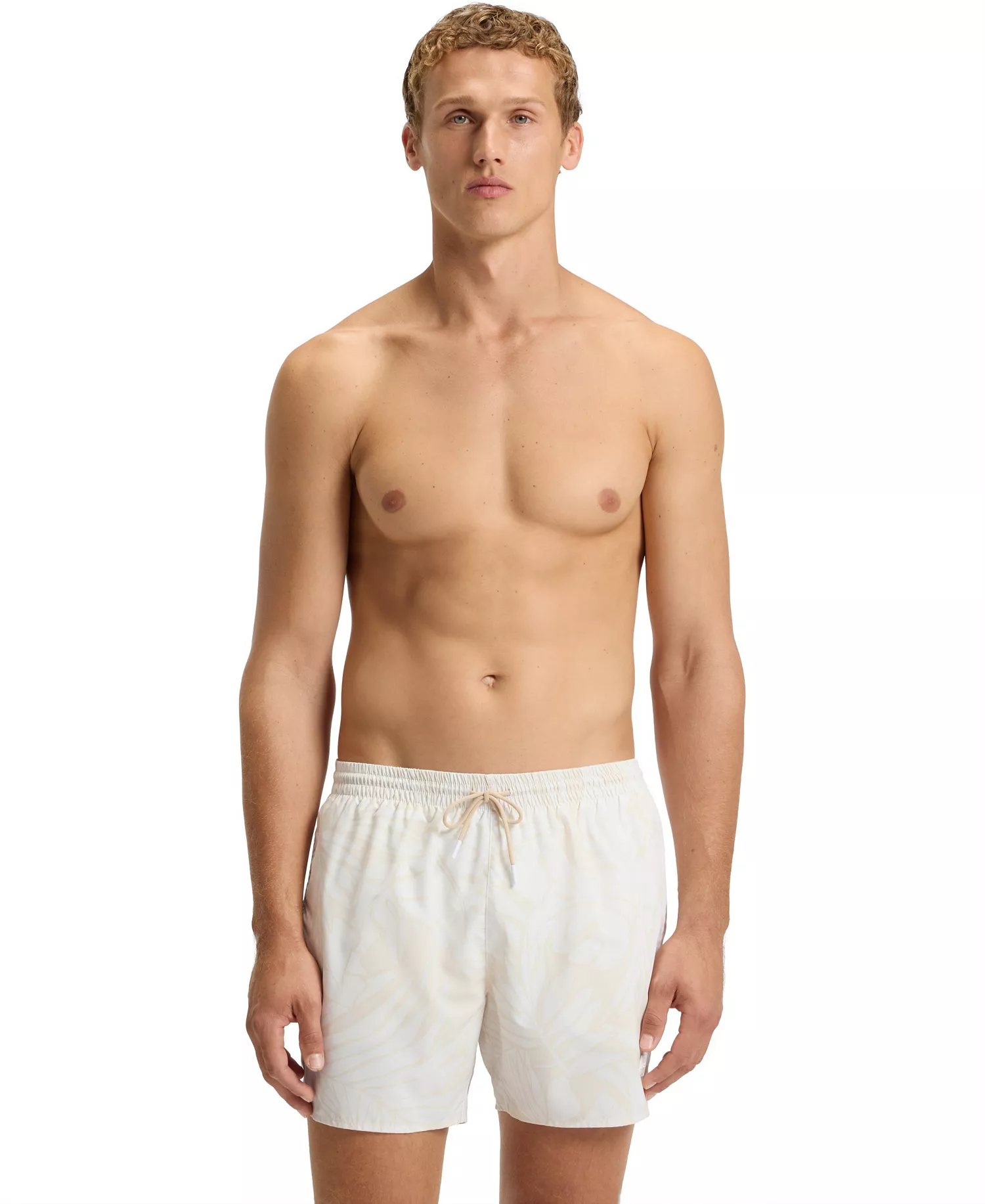 Men's All-Over Print Logo-Badge Swim Shorts - Natural - L