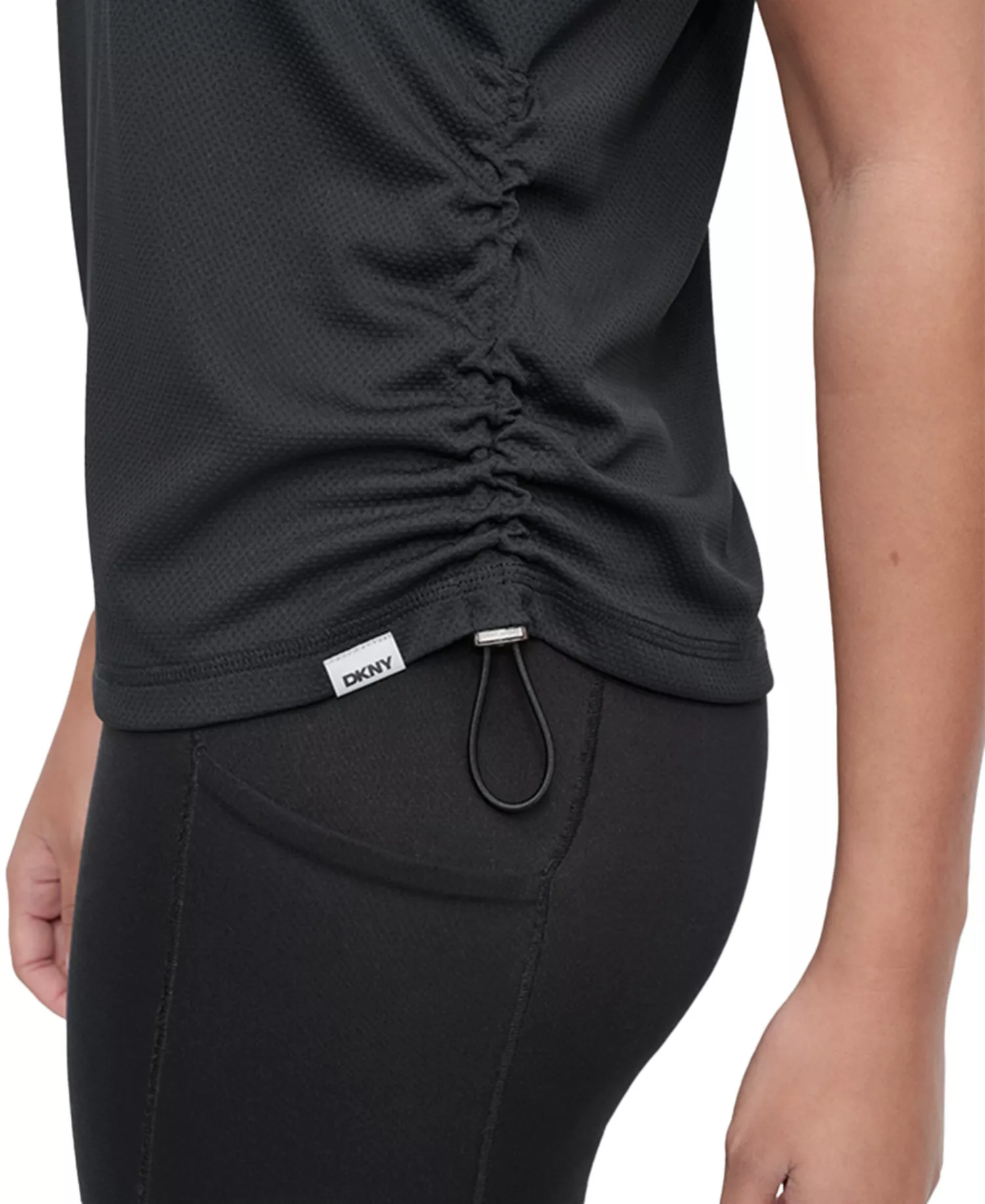 Sport Women's Crewneck Short-Sleeve Side-Ruched Top - Black - L