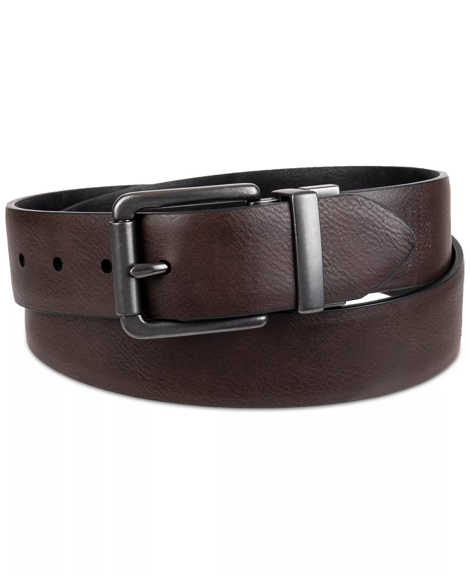 Men's Plaque Buckle Reversible Stretch Belt - Black/Brown - L (38-40)