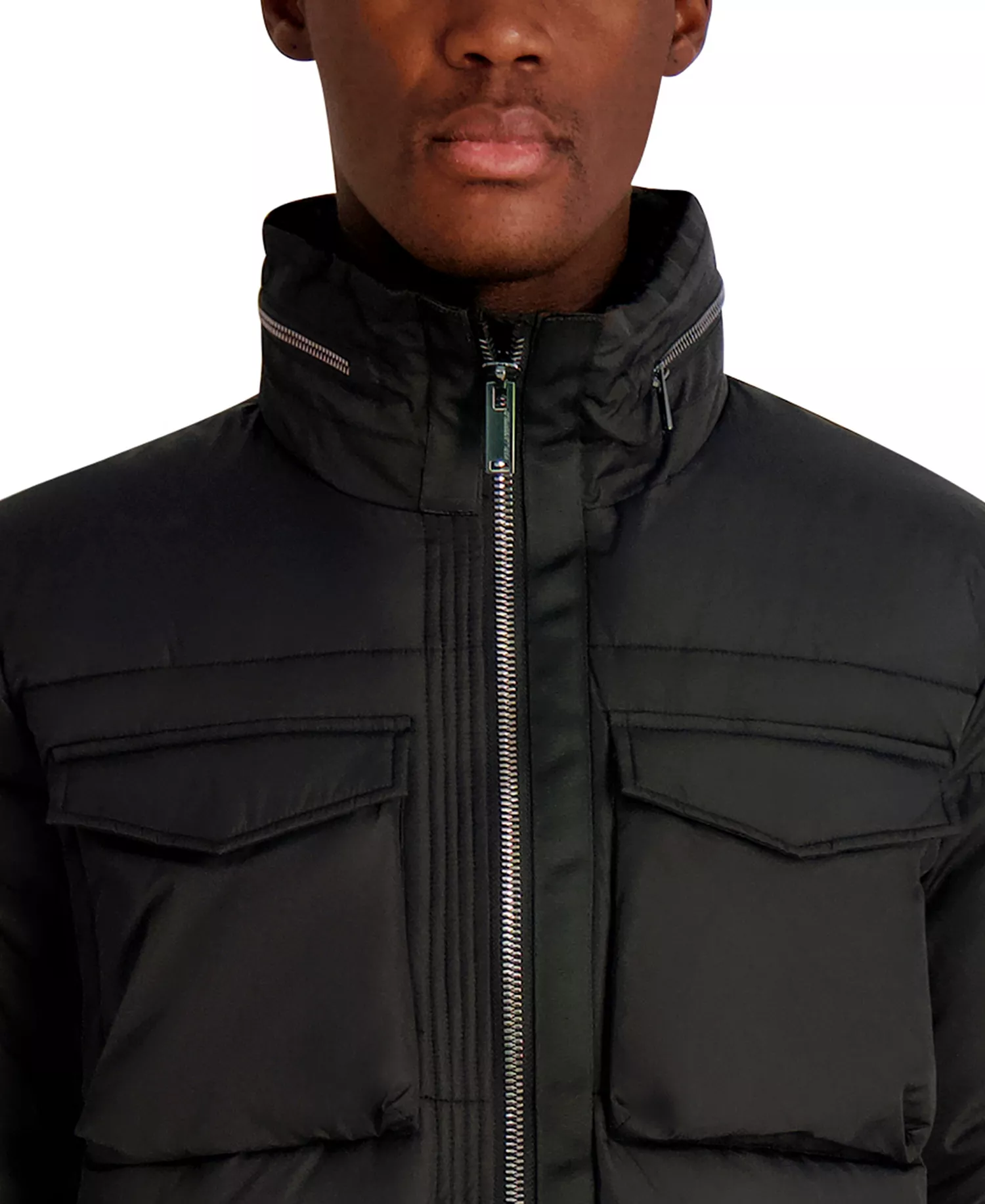 Men's Puffer with Chest Pockets - Black - 2XL