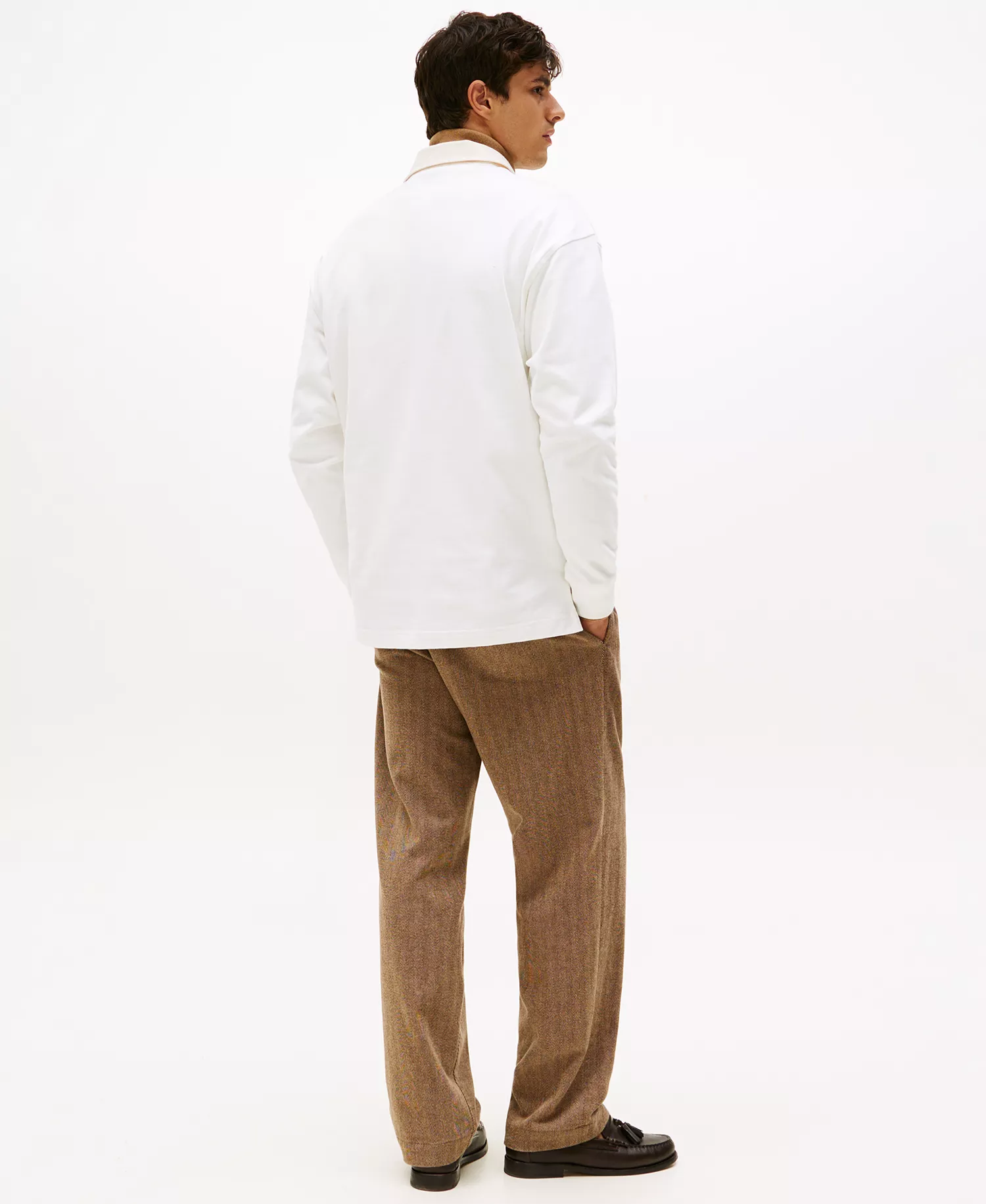 Men's Embroidered Logo Crest Rugby Shirt - Ecru - L