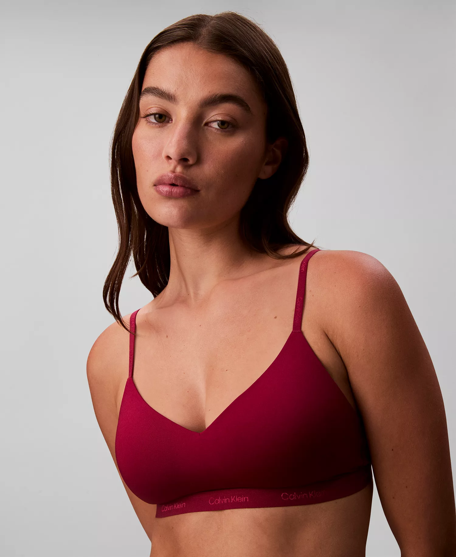 Women's Form To Body Lightly Lined Bralette Bra QF7618 - Beet Reed - L