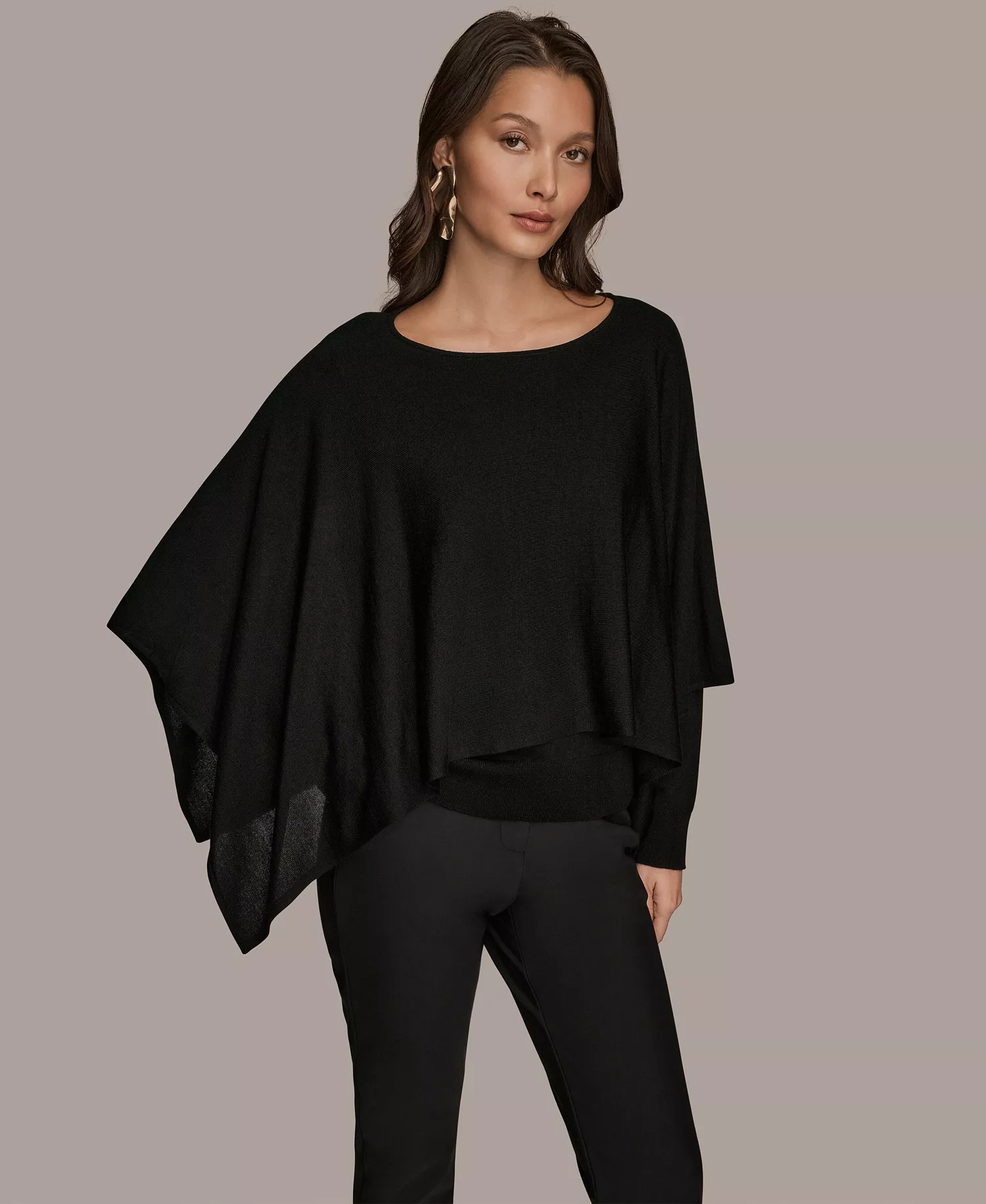 Women's Long Sleeve Cape Sweater - Black - M