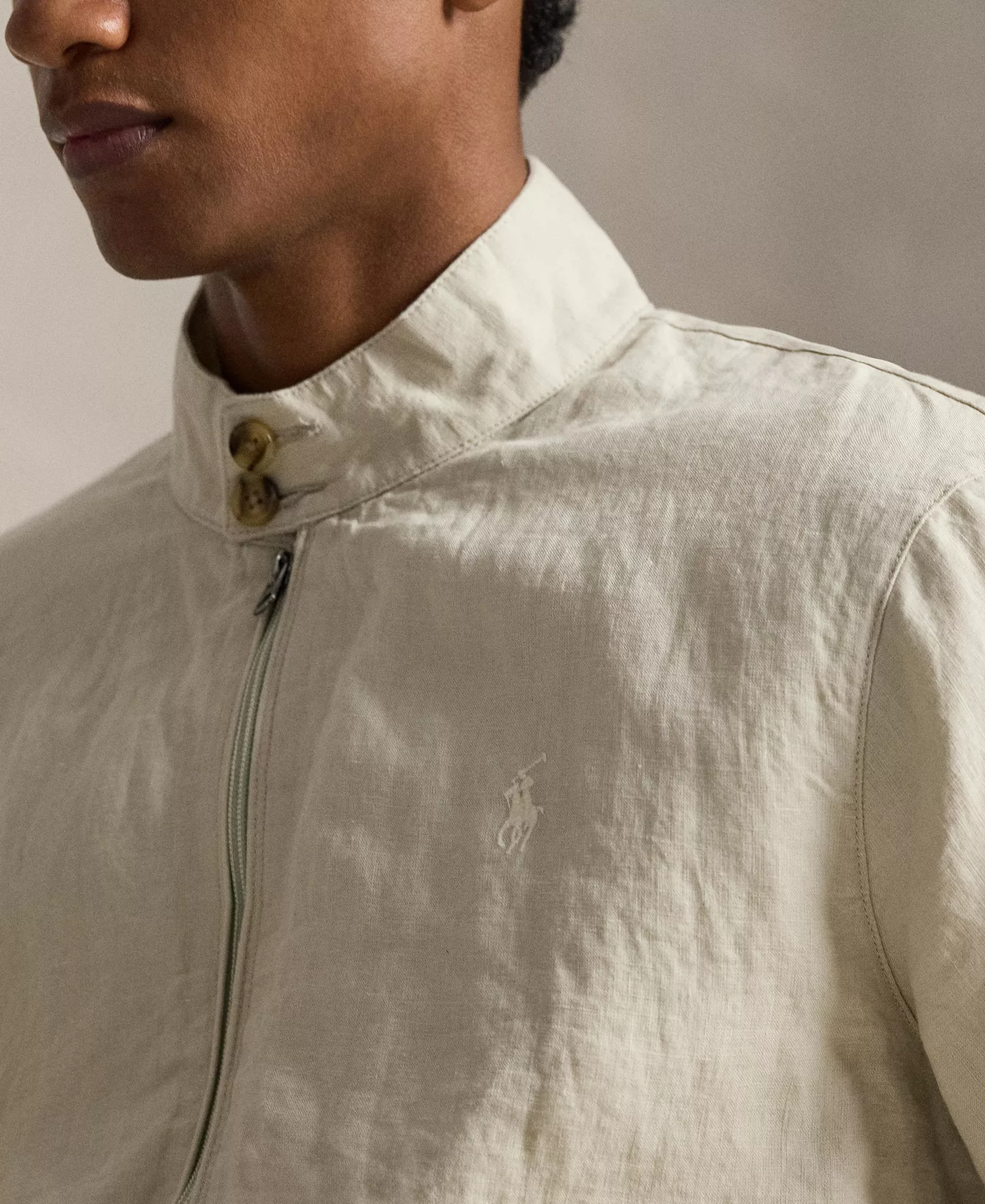 Men's Mock Neck Full-Zip Jacket - Basic Sand - 2XL