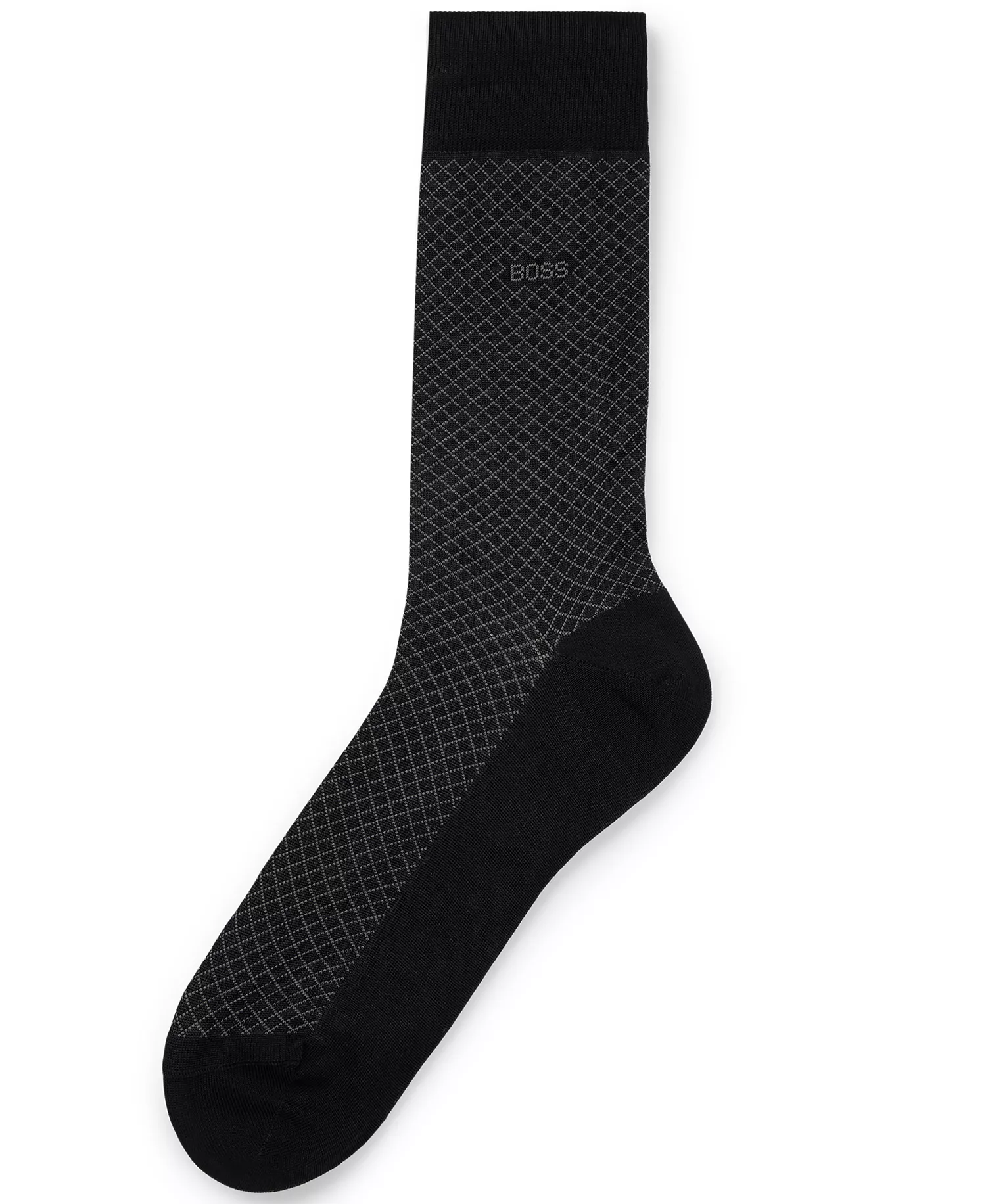 Men's Regular-Length Patterned Socks - Black - 7-13