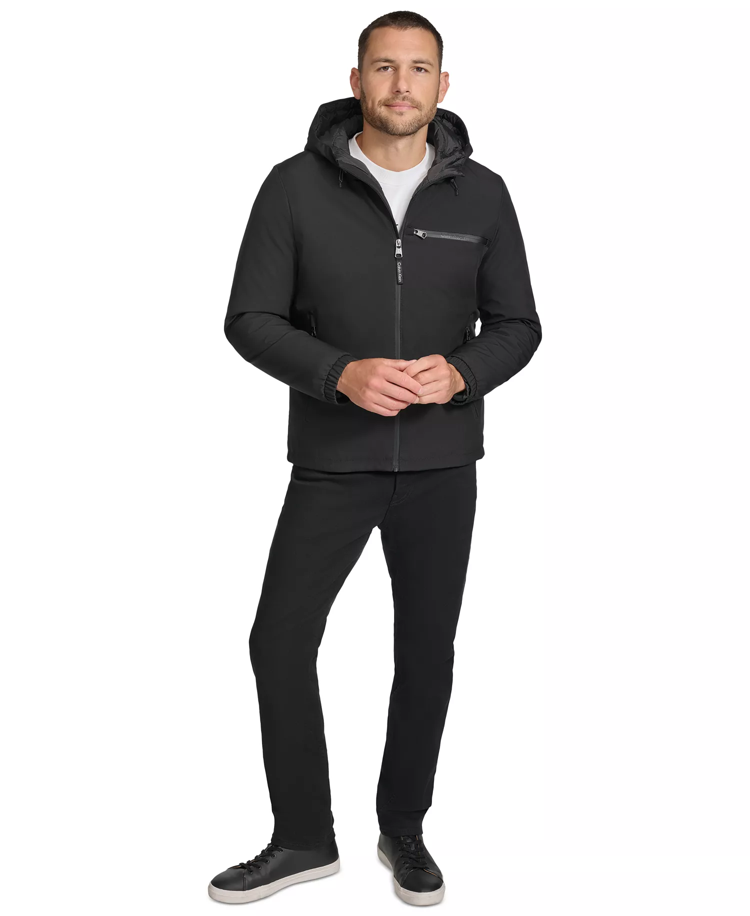 Men's Infinite Stretch Water-Resistant Hooded Jacket - Black - 2XL