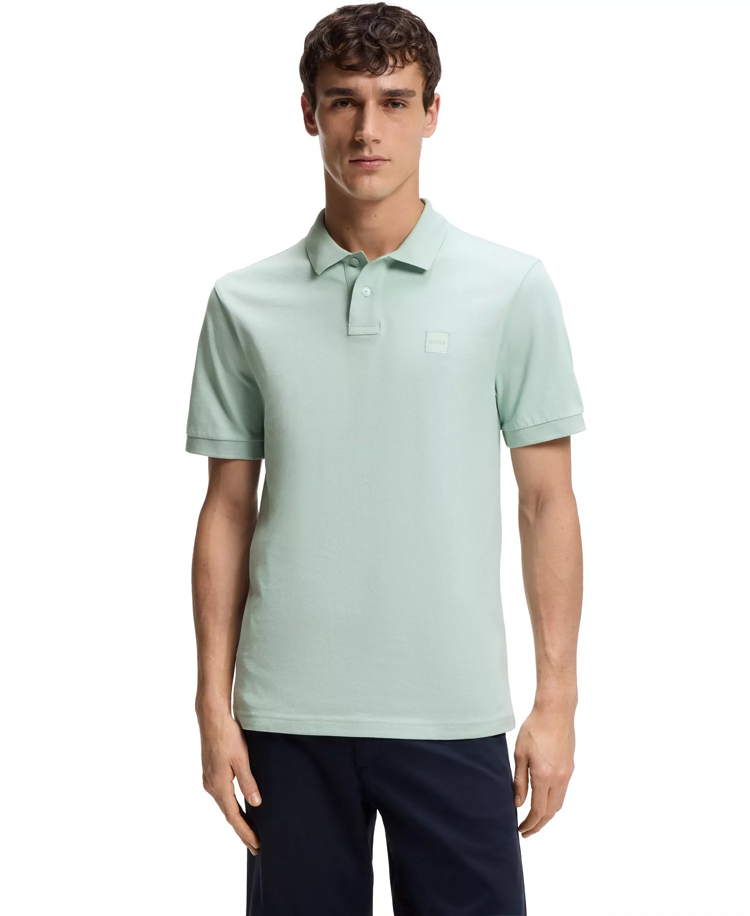 Men's Stretch-Cotton Slim-Fit Polo Shirt - Aqua - 2XL