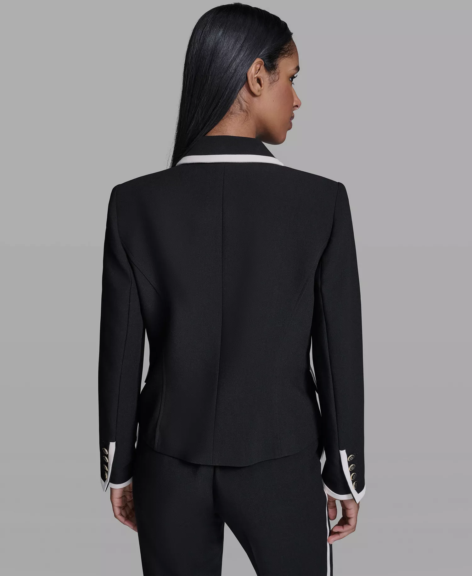 Women's Framed Notch-Collar Jacket - Black/Bisque - 0